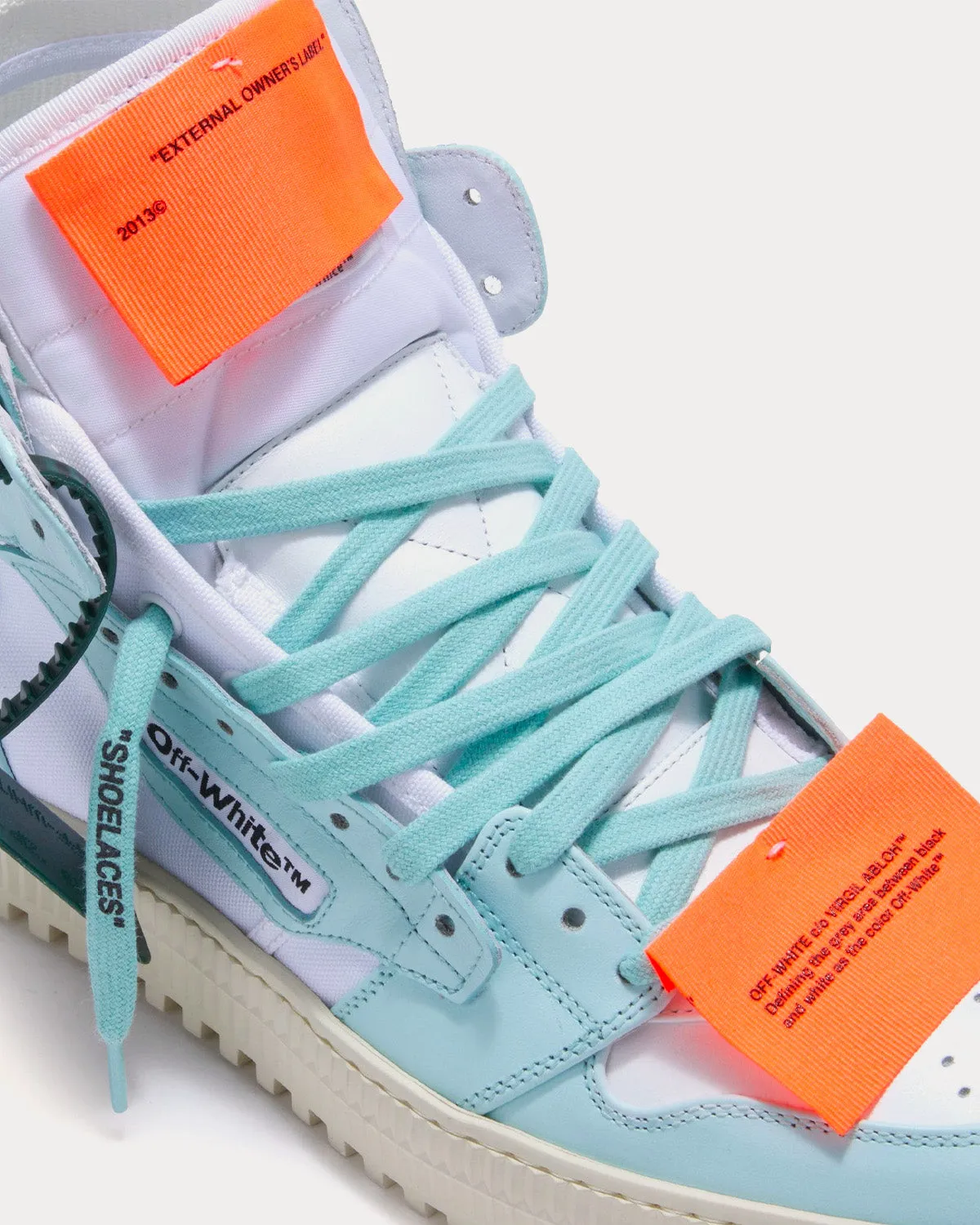 3.0 Off Court Leather White / Light Blue High Top Sneakers