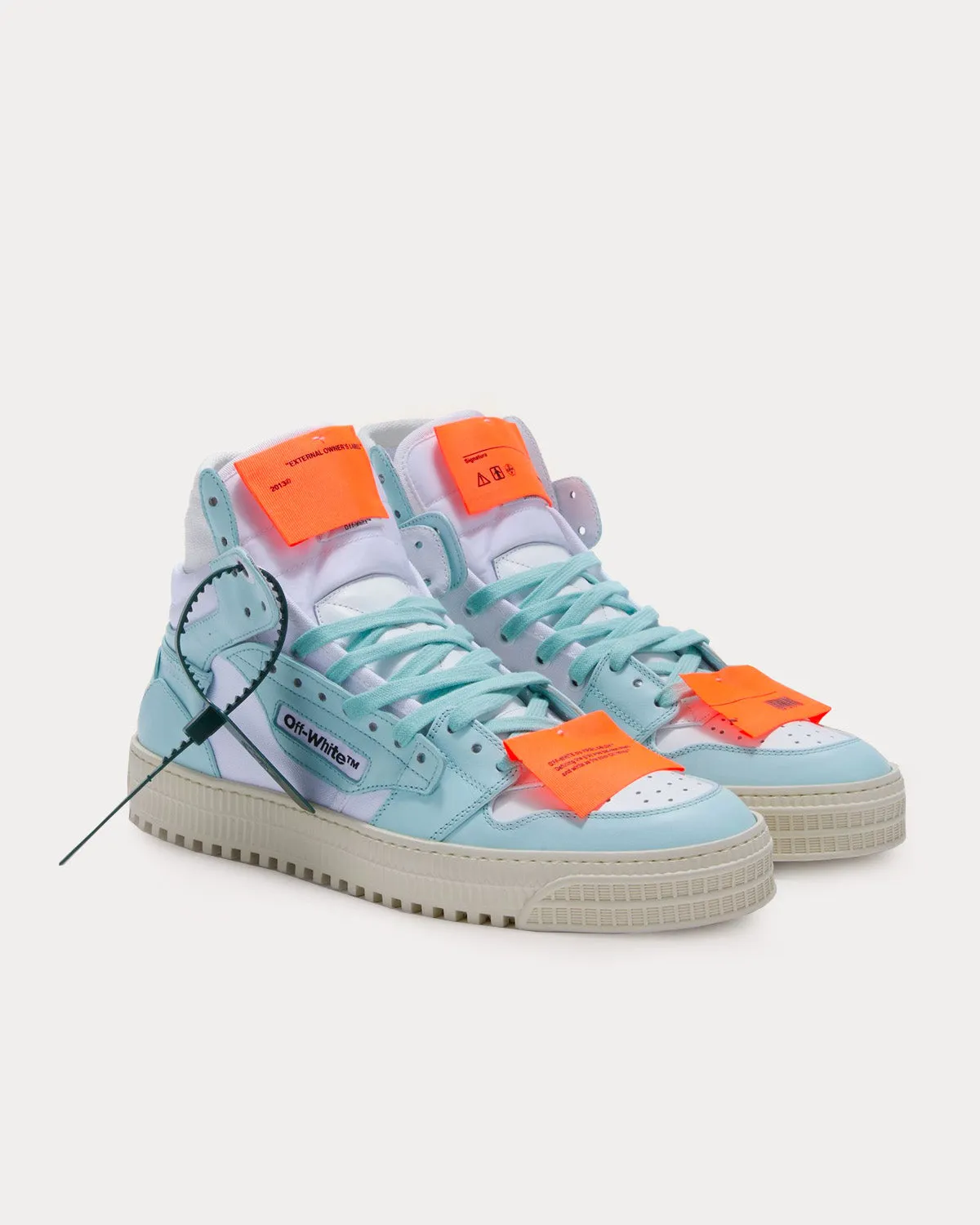 3.0 Off Court Leather White / Light Blue High Top Sneakers