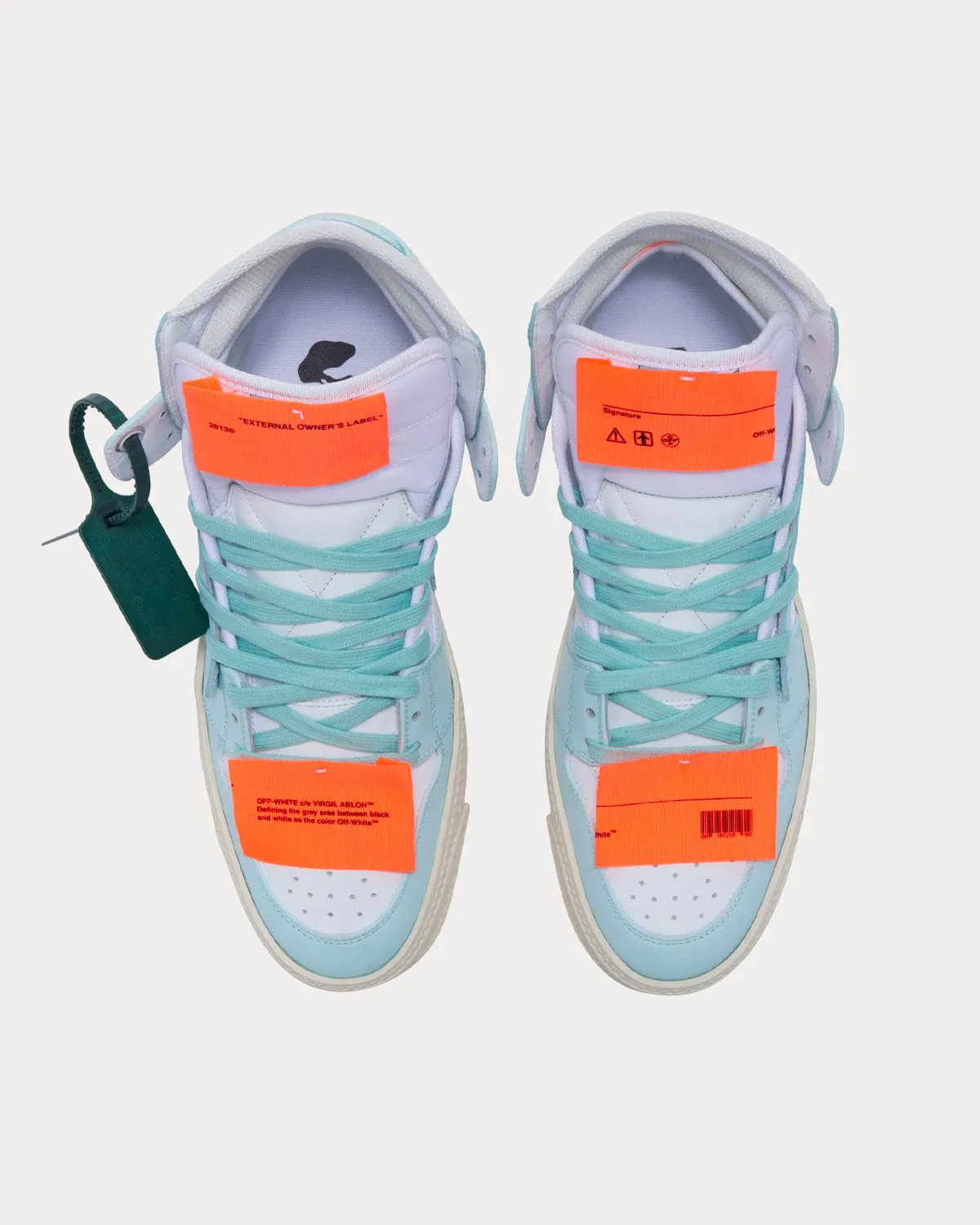 3.0 Off Court Leather White / Light Blue High Top Sneakers