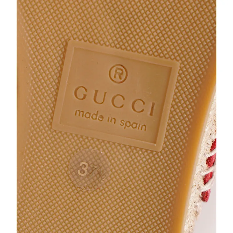 37.5 NEW $650 GUCCI Red Leather Matelassé GG MARMONT Espadrille SUMMER FLATS NIB