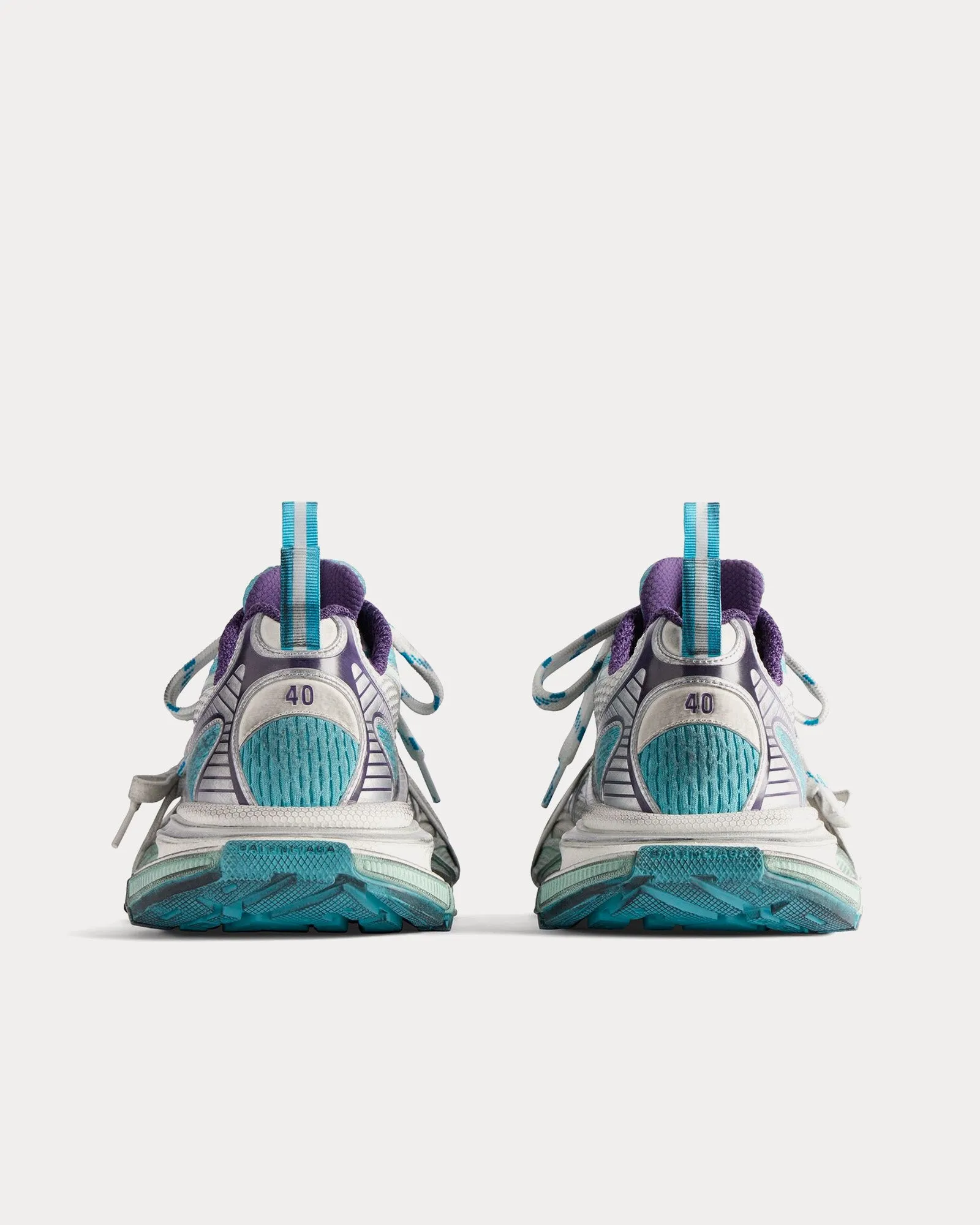 3XL Mesh & Polyurethane Light Blue / White / Purple Low Top Sneakers