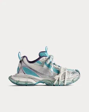 3XL Mesh & Polyurethane Light Blue / White / Purple Low Top Sneakers