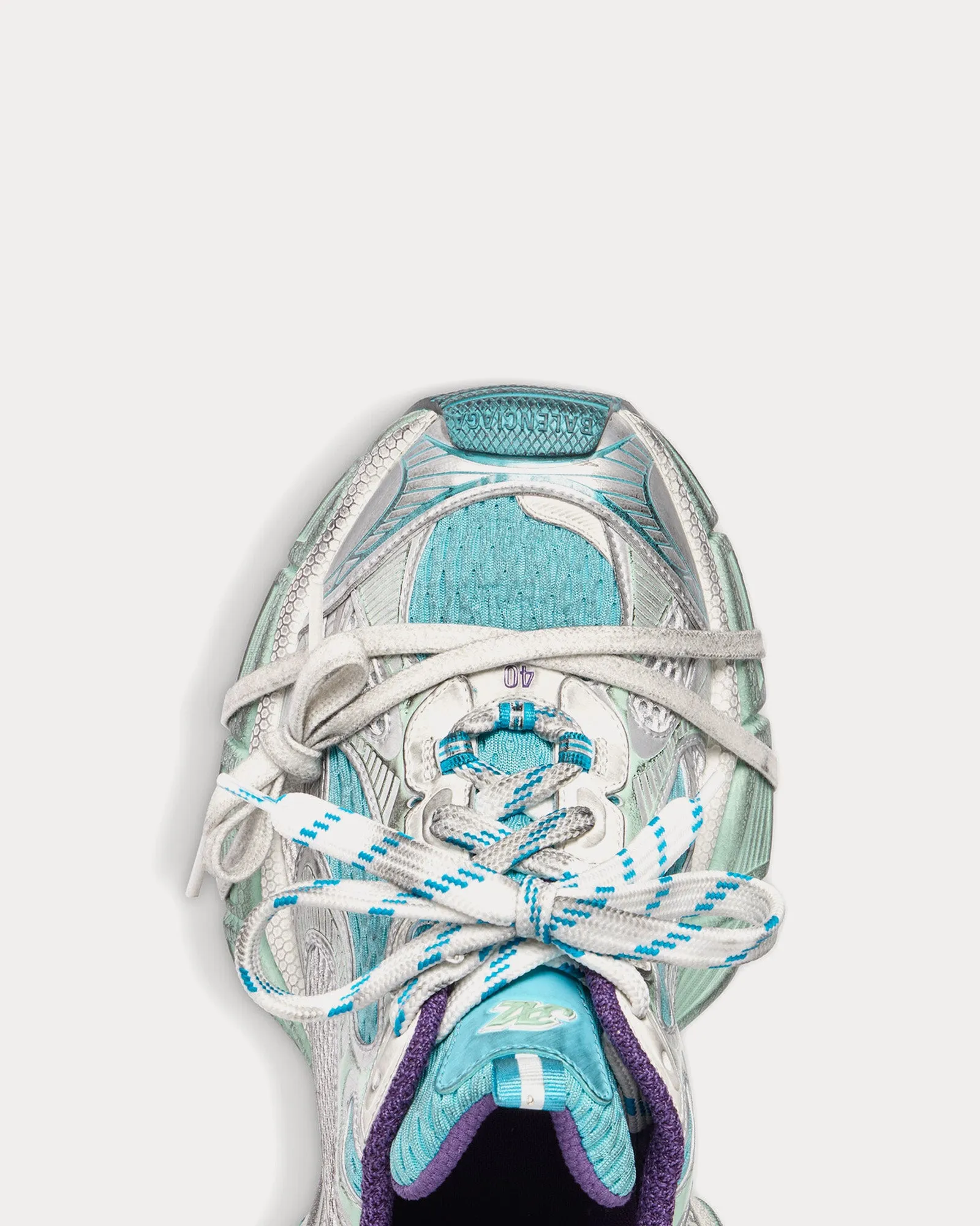 3XL Mesh & Polyurethane Light Blue / White / Purple Low Top Sneakers