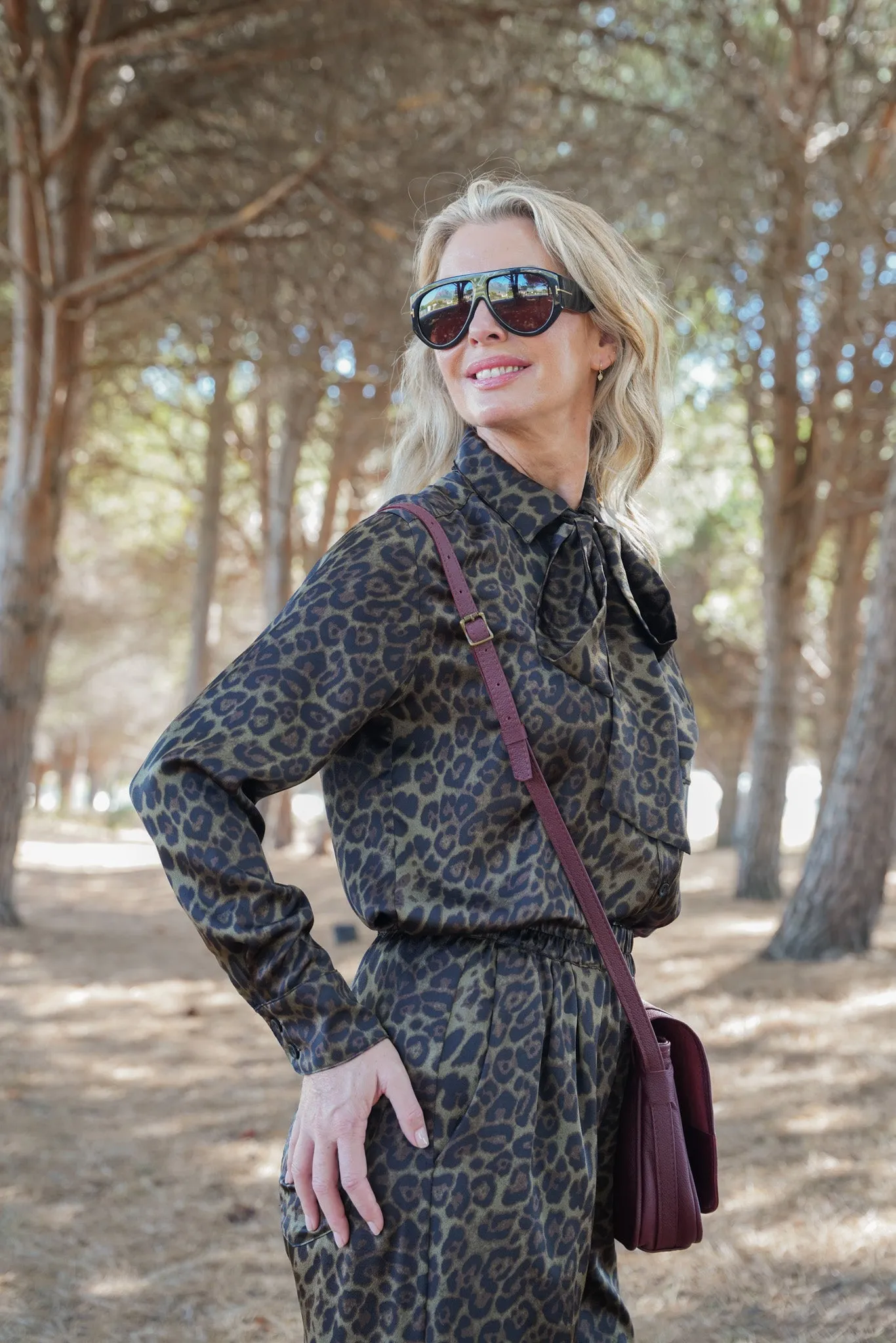 Animal Print Tie Shirt