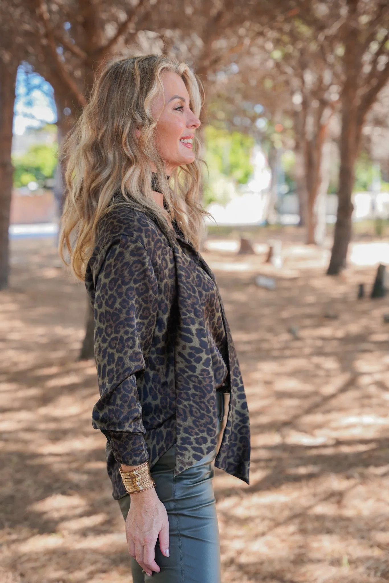 Animal Print Tie Shirt