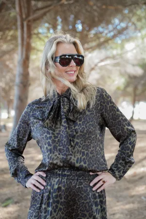 Animal Print Tie Shirt
