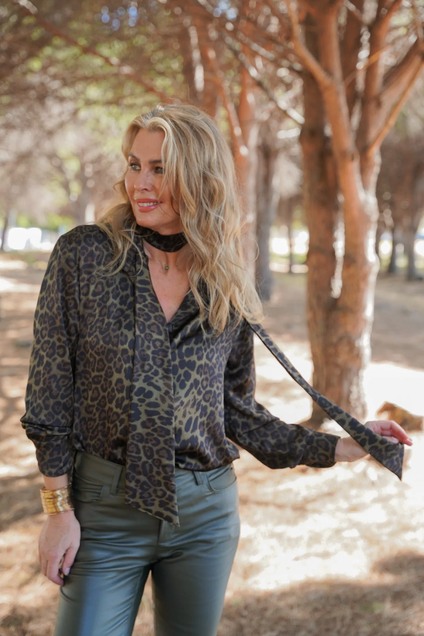 Animal Print Tie Shirt