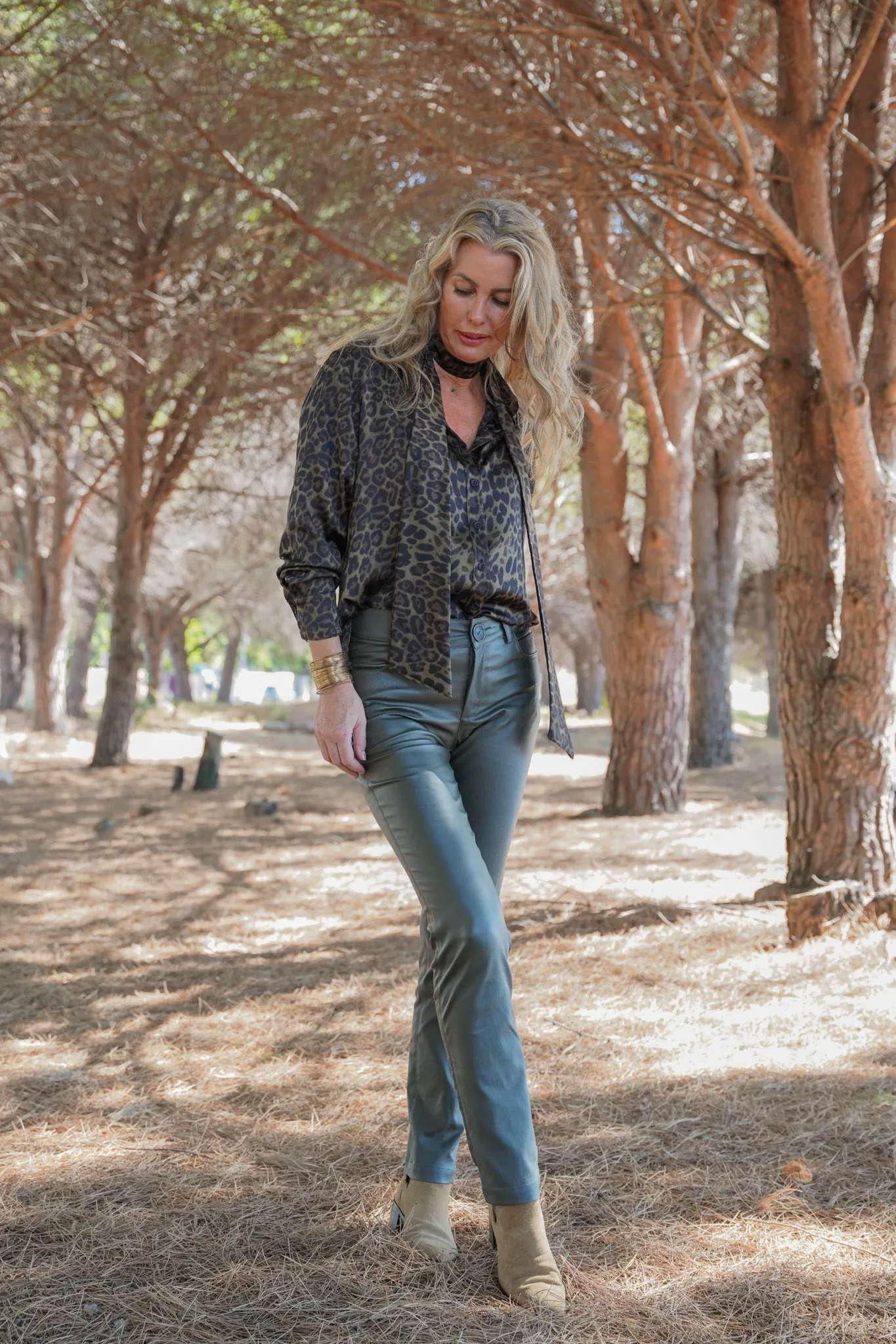 Animal Print Tie Shirt