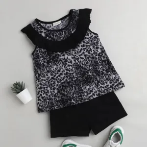 Animal Print Yoke Frill Set
