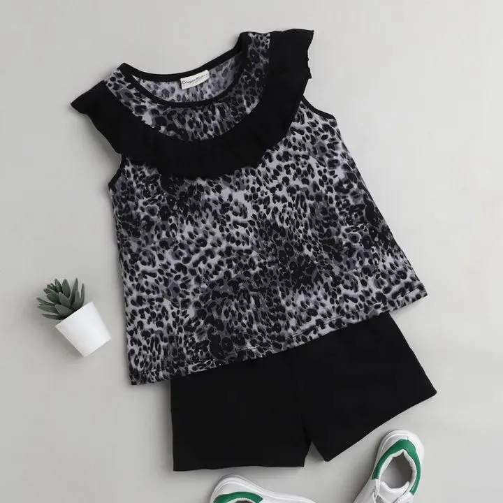 Animal Print Yoke Frill Set