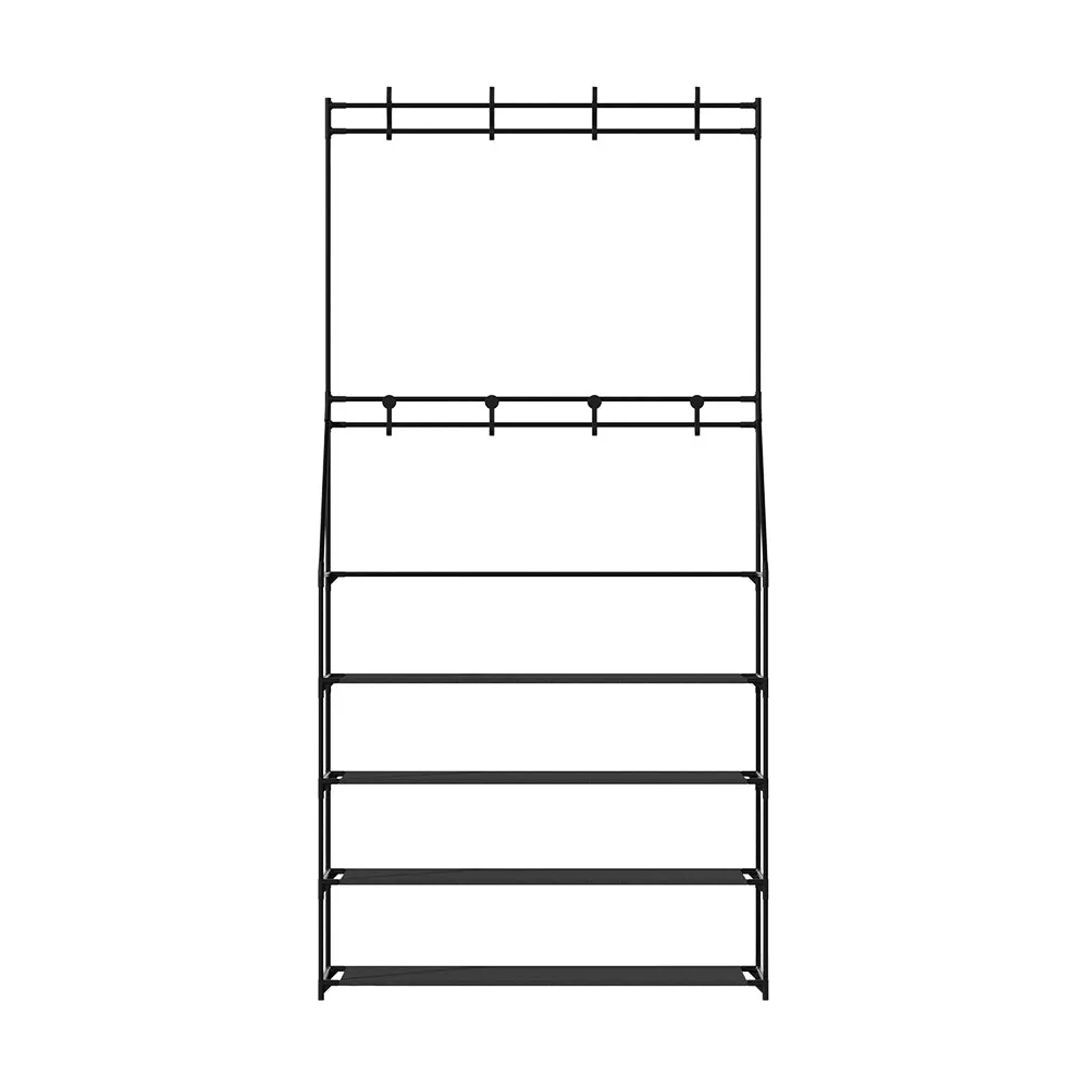 Artiss Shoe Rack Hall Tree 16 Pairs Black