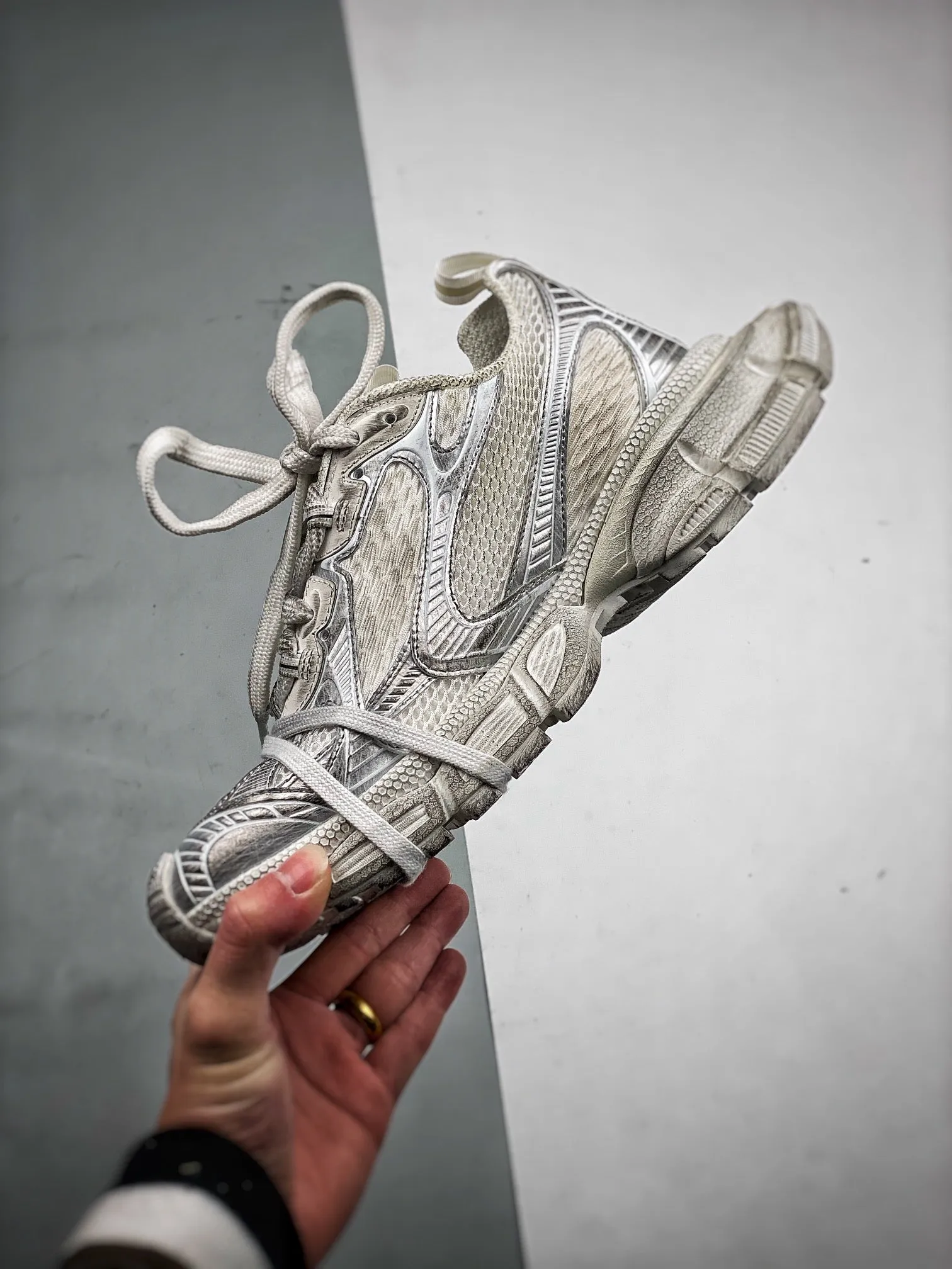 BAL Women's 3XL Sneakers in Light Beige Mesh and Polyurethane-197