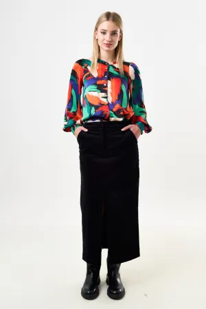 Balthazar Babycord Midi Pencil Skirt - Black
