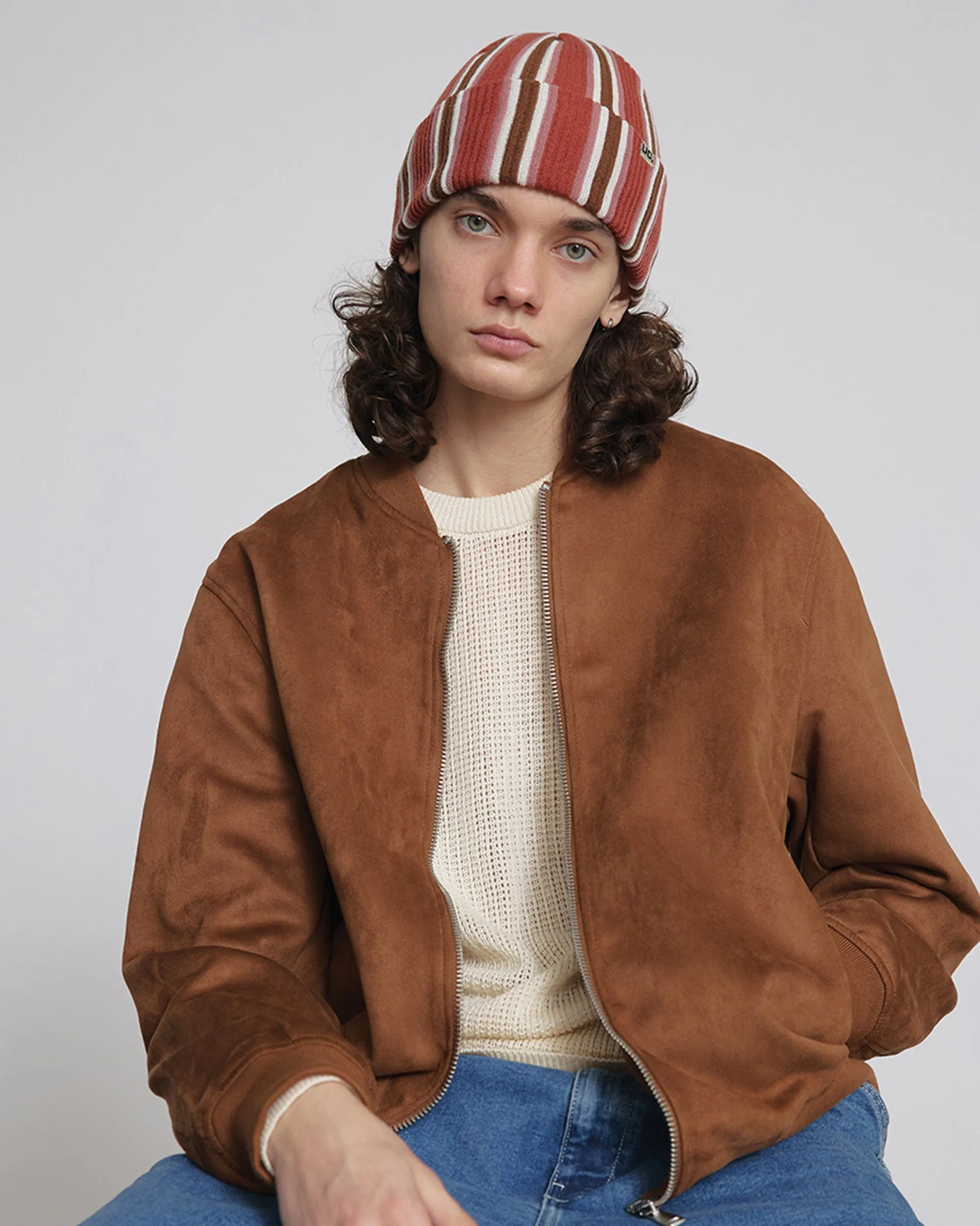 BEANIE / VERTICAL STRIPE / BRICK