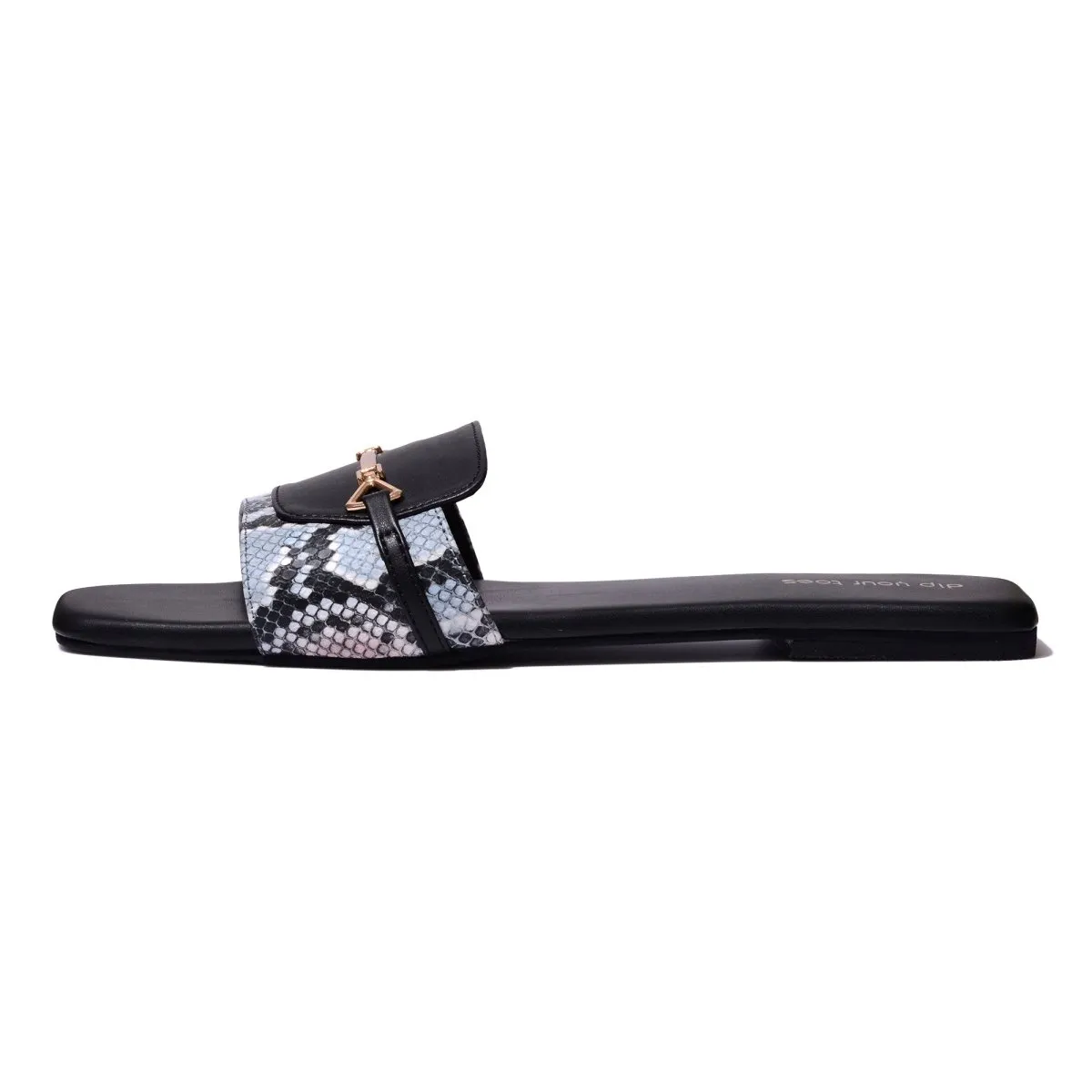 Blue Snake-print Flats