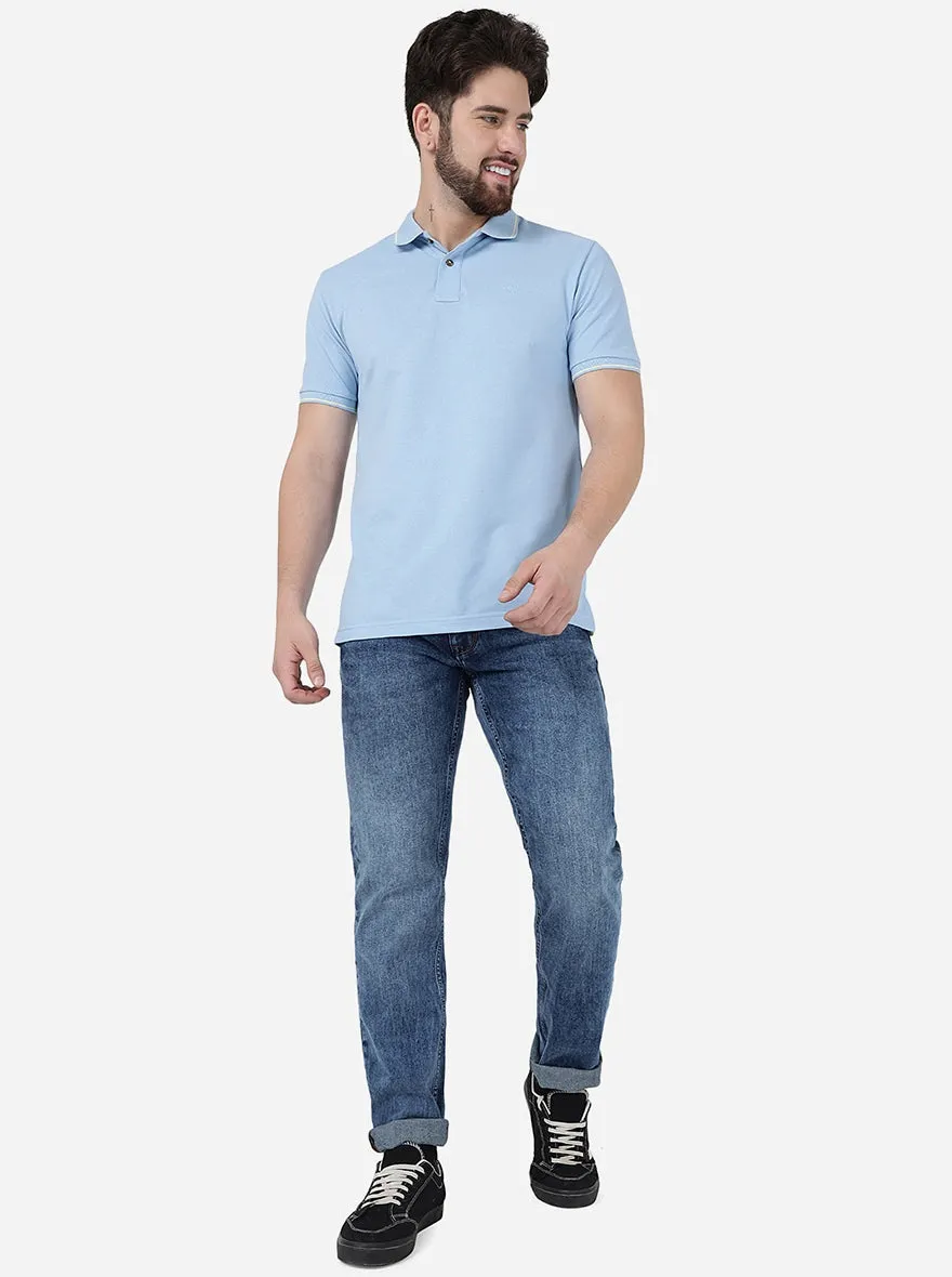Blue Solid Narrow Jeans | Greenfibre