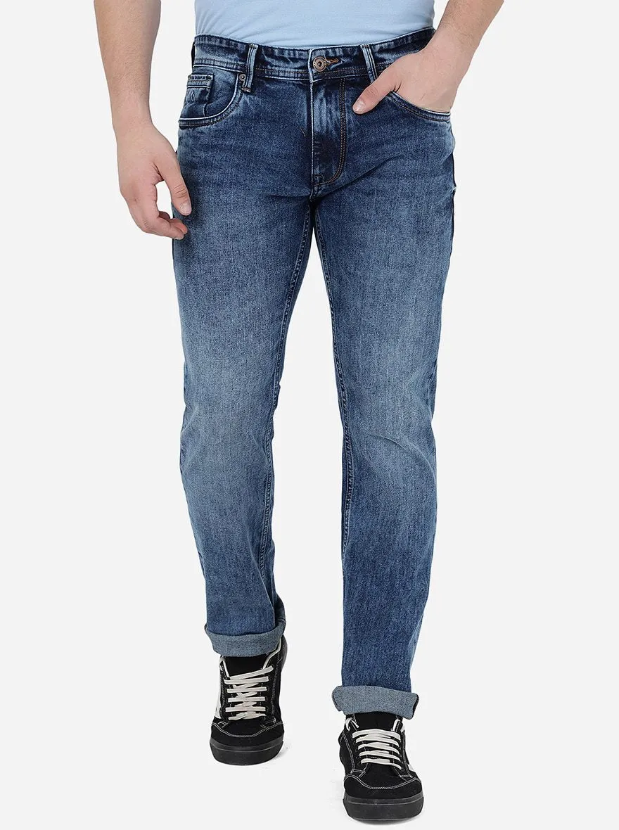 Blue Solid Narrow Jeans | Greenfibre