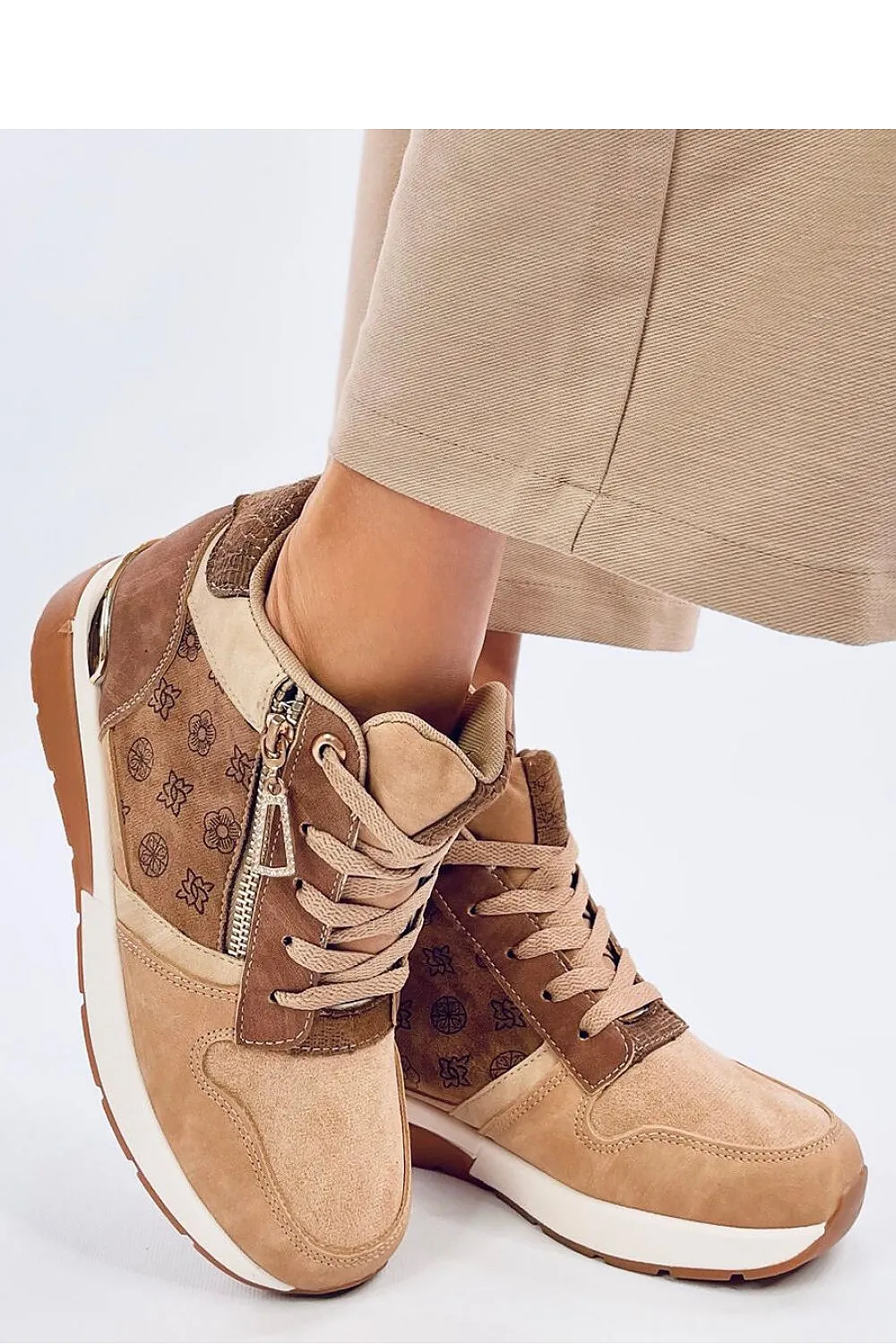Brown Wedge heel sneakers