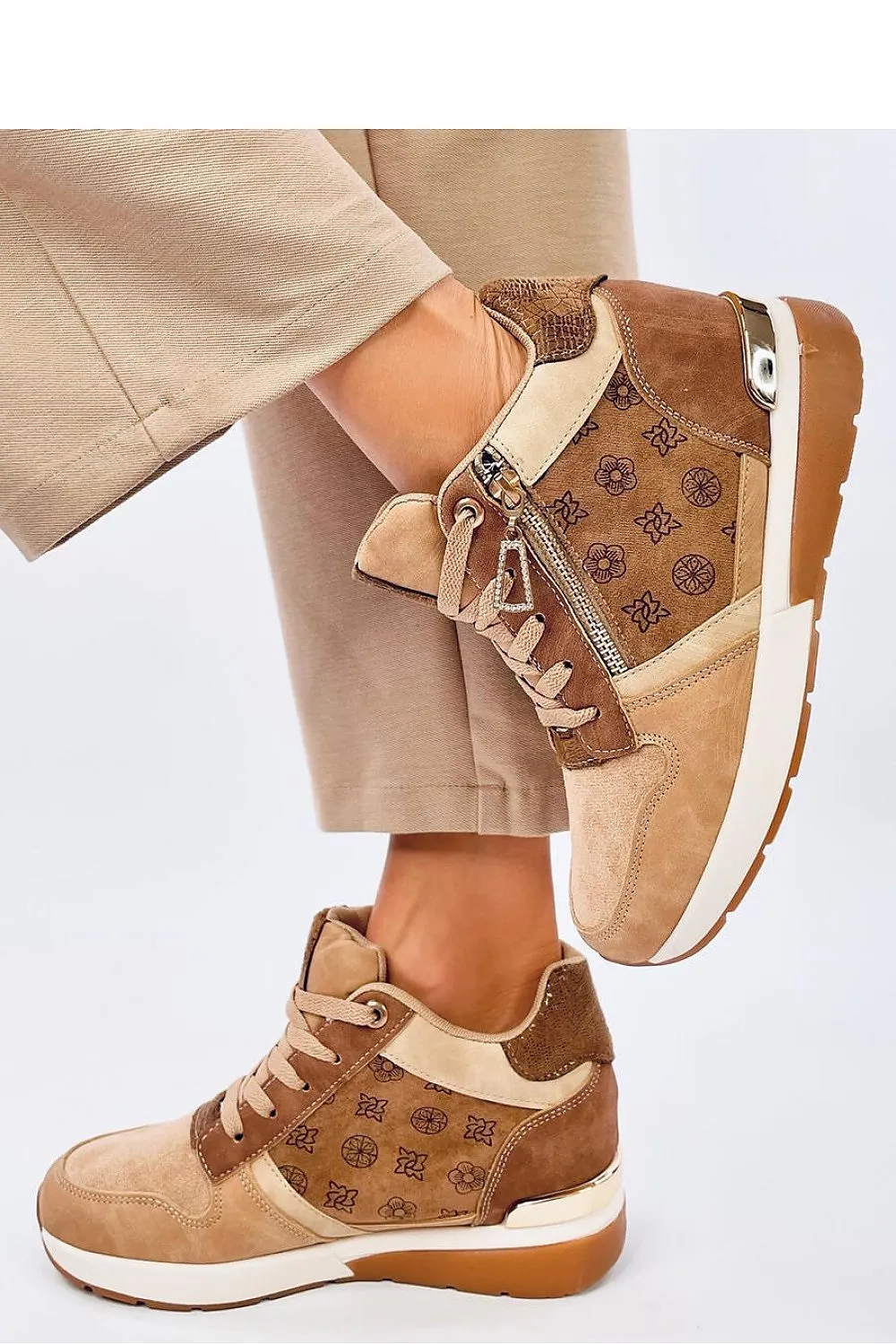Brown Wedge heel sneakers