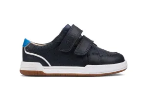 Clarks - Boys Navy Leather Shoe - Fawn Solo