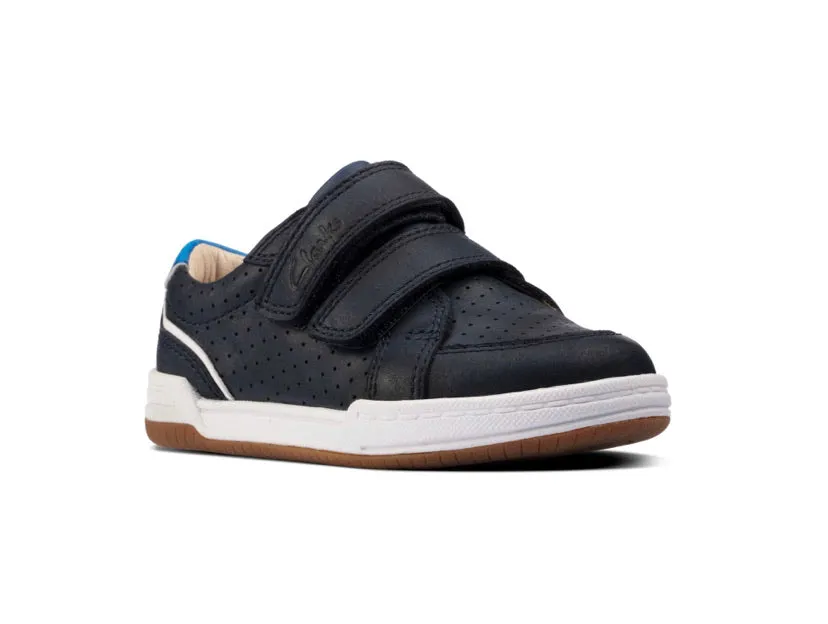 Clarks - Boys Navy Leather Shoe - Fawn Solo