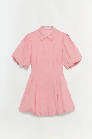 CLEO BALLOON PINTUCK MINI DRESS- DUSTY ROSE