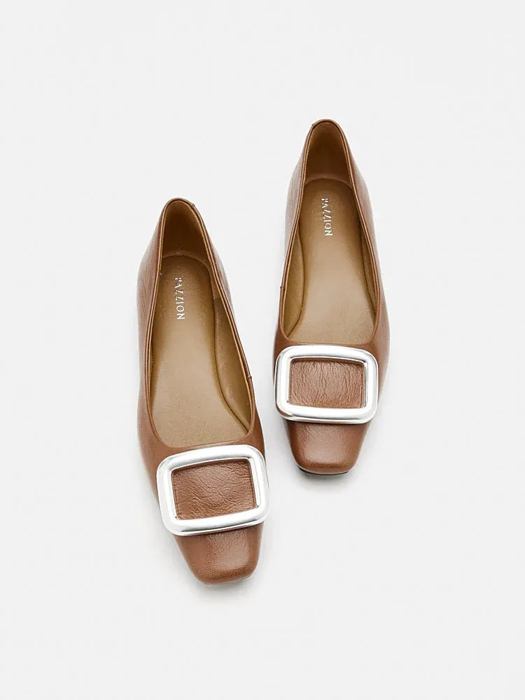Daeva Silver Buckle Flats