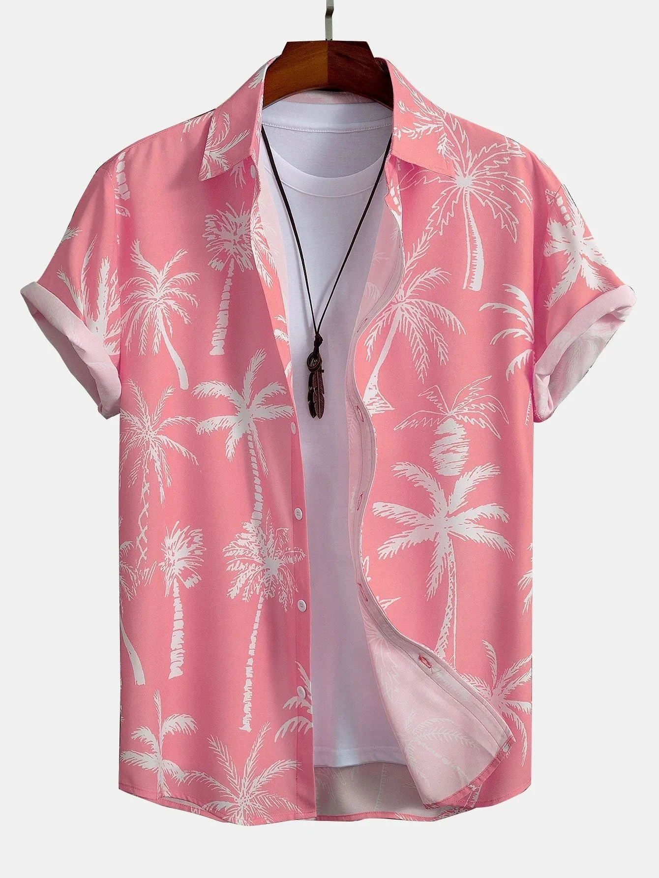 David Palm Tree Print Set  Button-Up Shirt & Swim Shorts