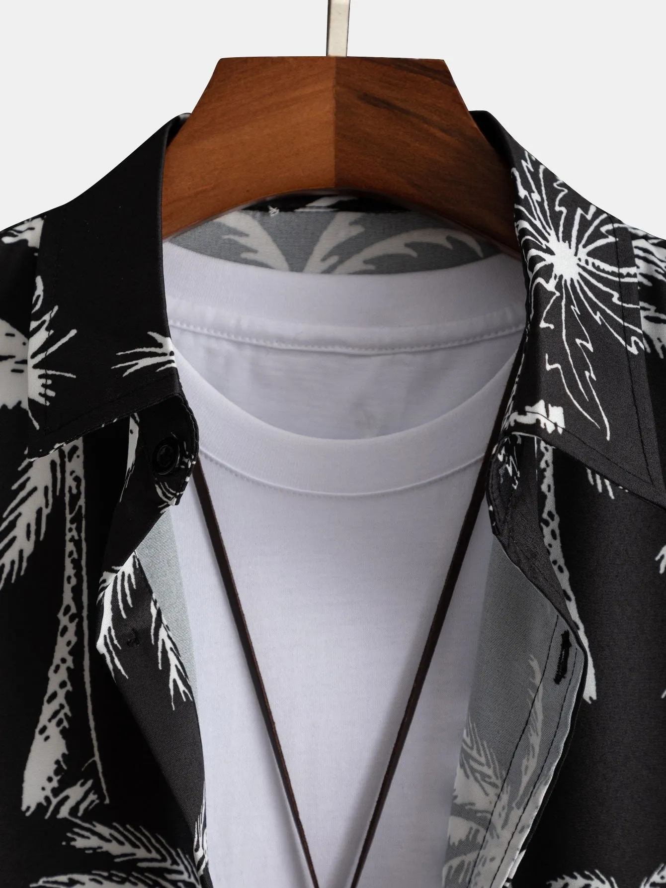 David Palm Tree Print Set  Button-Up Shirt & Swim Shorts