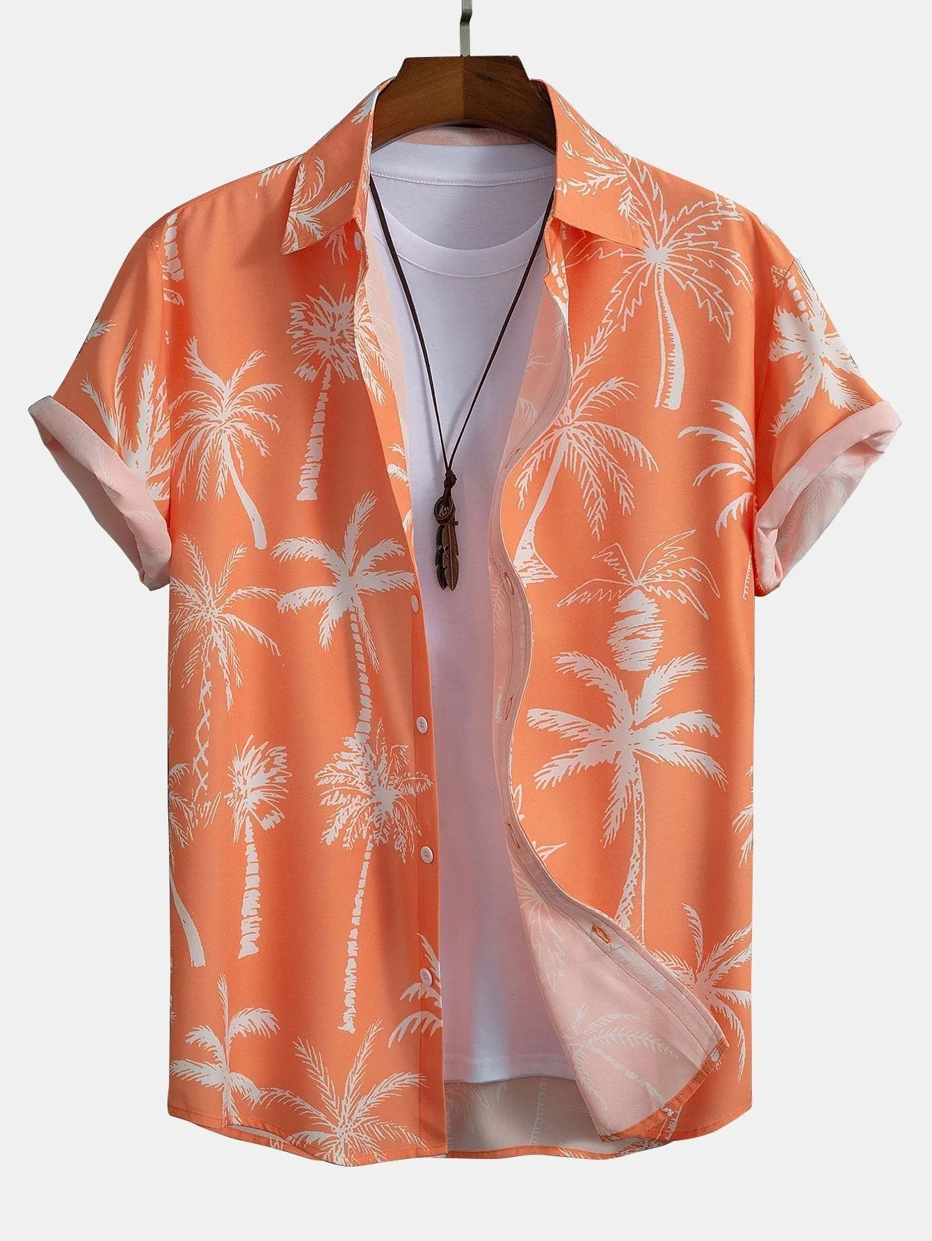 David Palm Tree Print Set  Button-Up Shirt & Swim Shorts