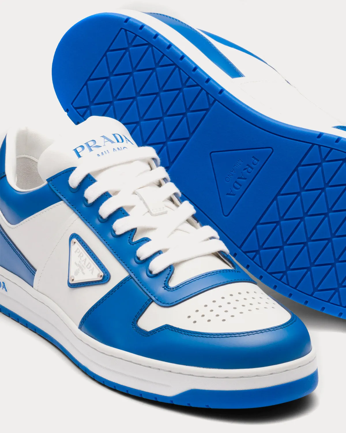 Downtown Leather White / Cobalt Blue Low Top Sneakers