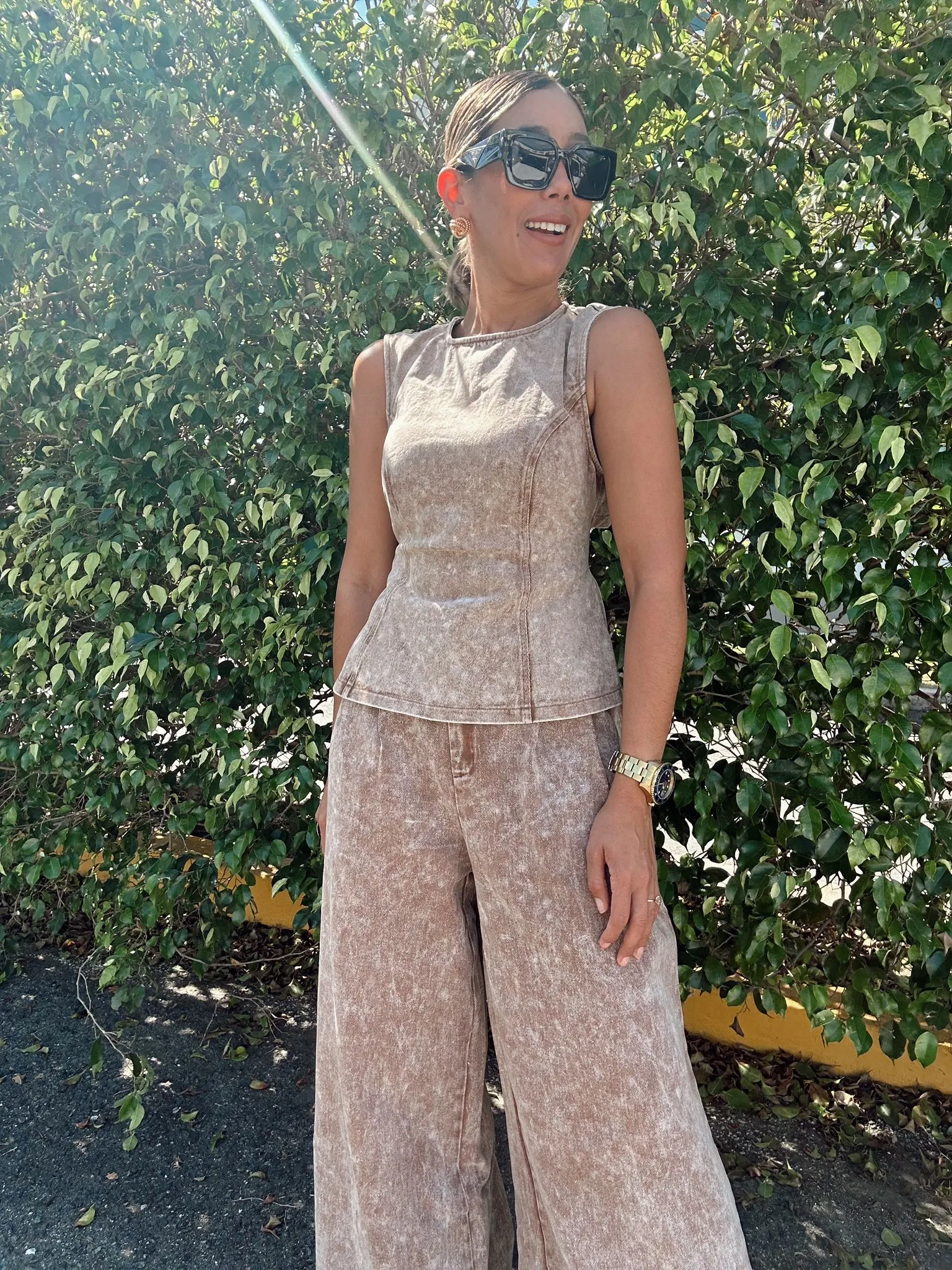 Earthbound Wide-Leg Twill Pants