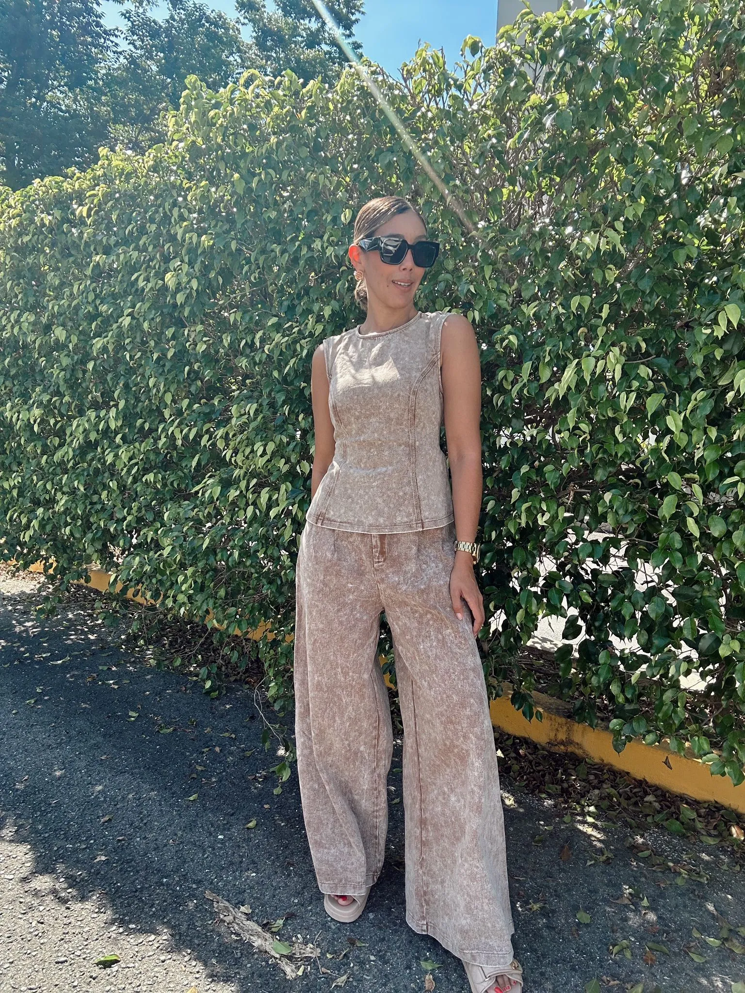 Earthbound Wide-Leg Twill Pants