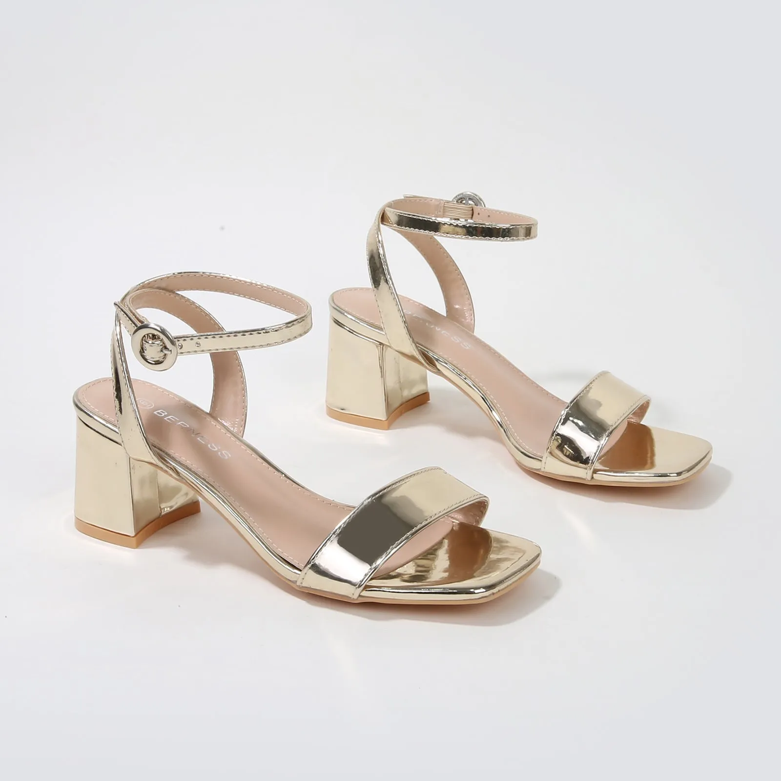 Elaine Metallic Block Heel Sandals