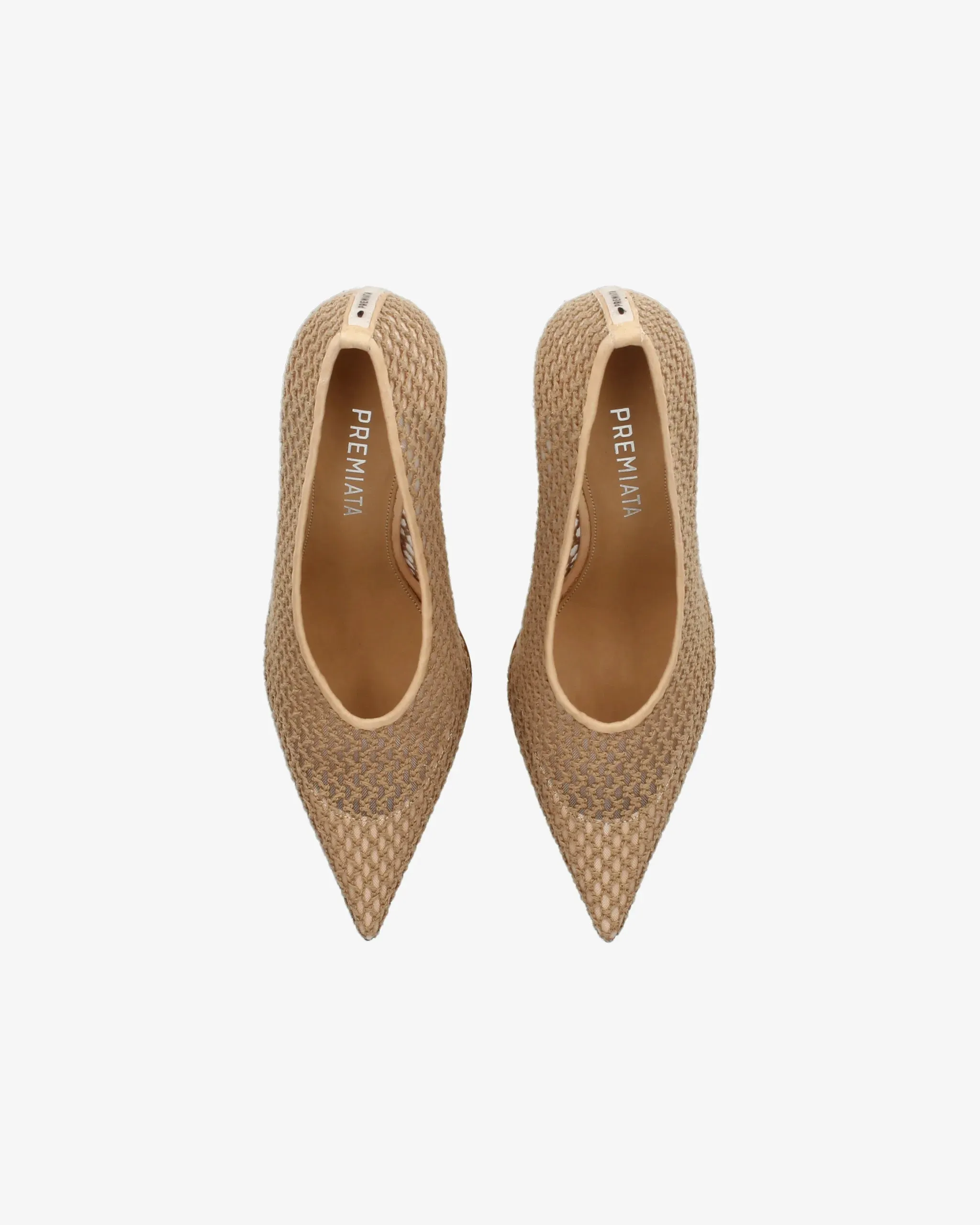 Embroidered mesh pumps with leather trim M6950E
