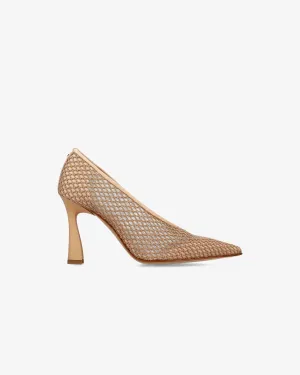 Embroidered mesh pumps with leather trim M6950E
