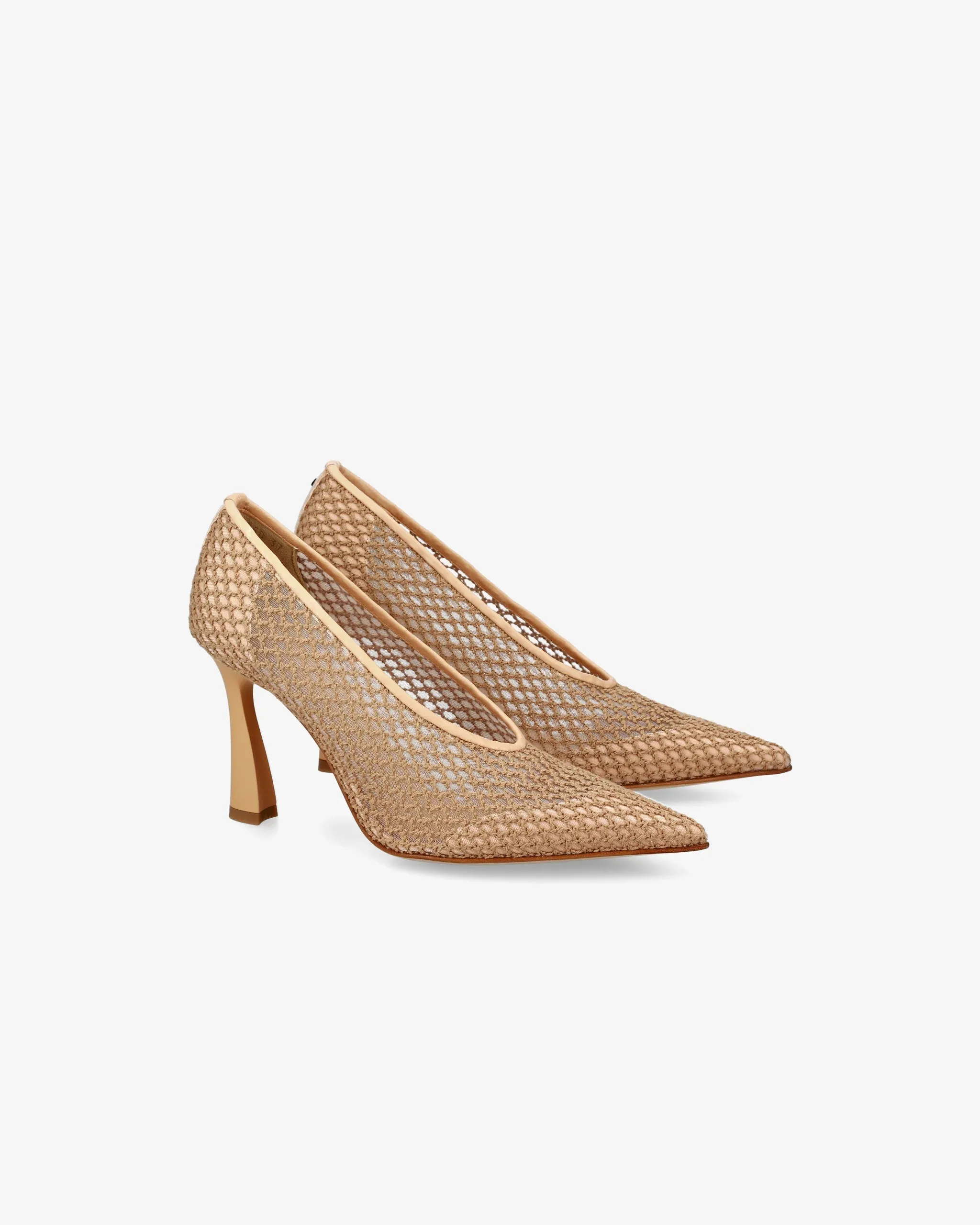 Embroidered mesh pumps with leather trim M6950E