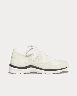 Fabric & Suede Calfskin Light Grey Low Top Sneakers