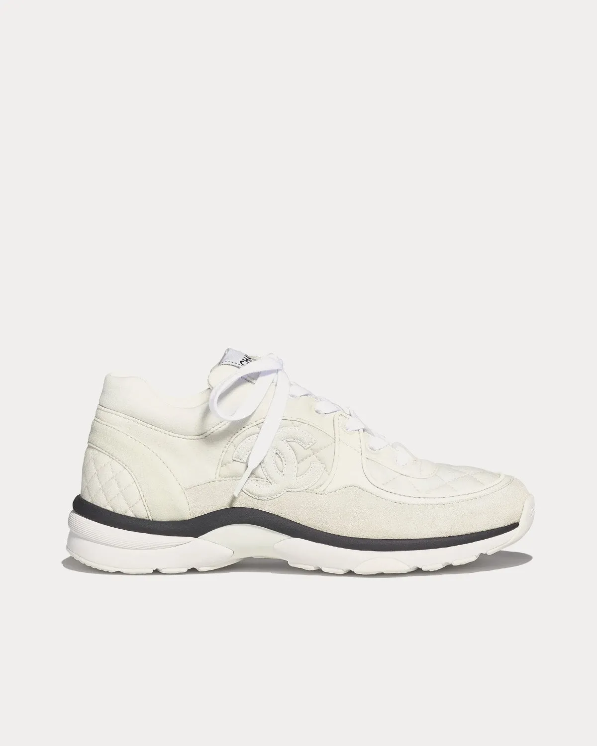 Fabric & Suede Calfskin Light Grey Low Top Sneakers