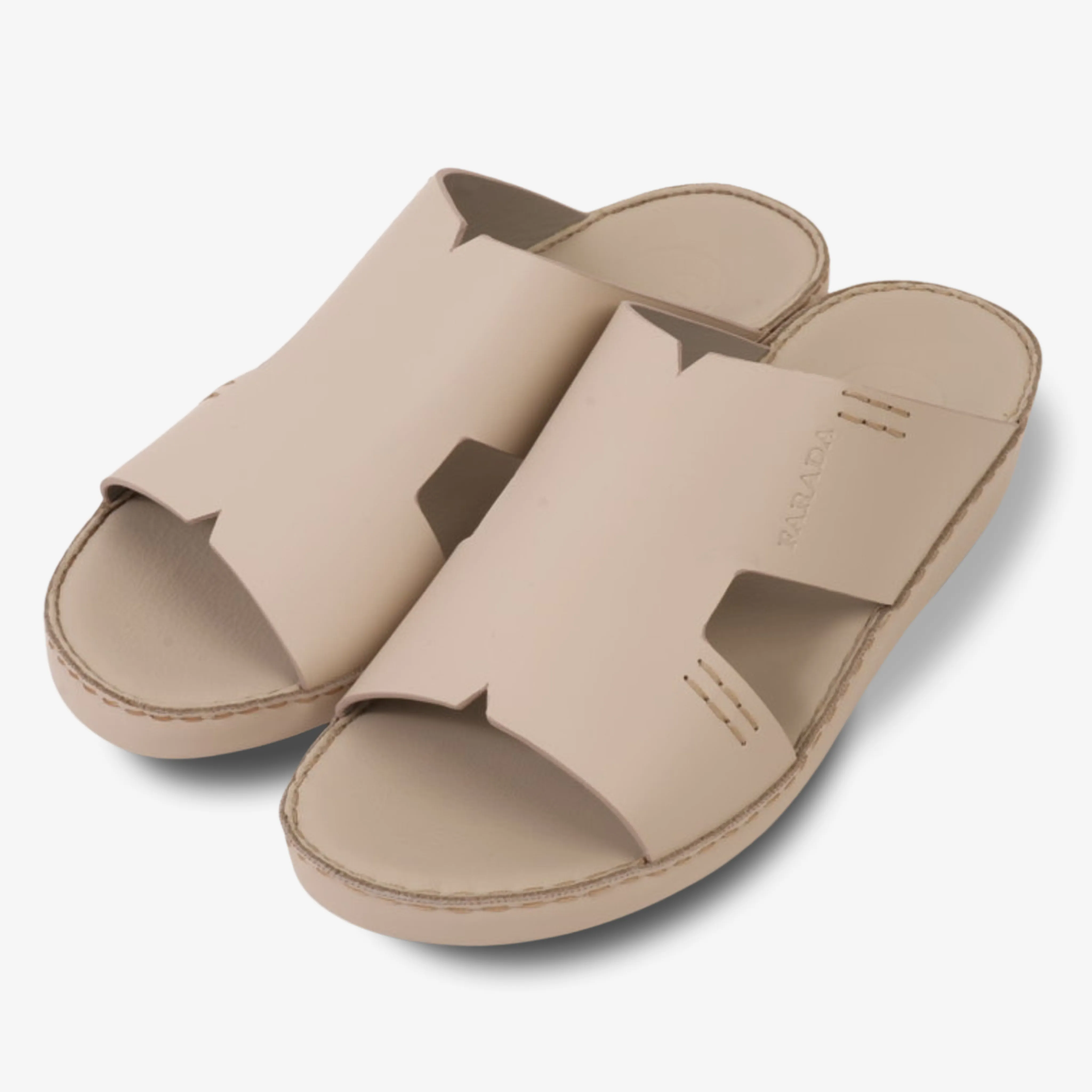 FARADA CLASSIC MENS LEATHER SANDALS WHITE SAND