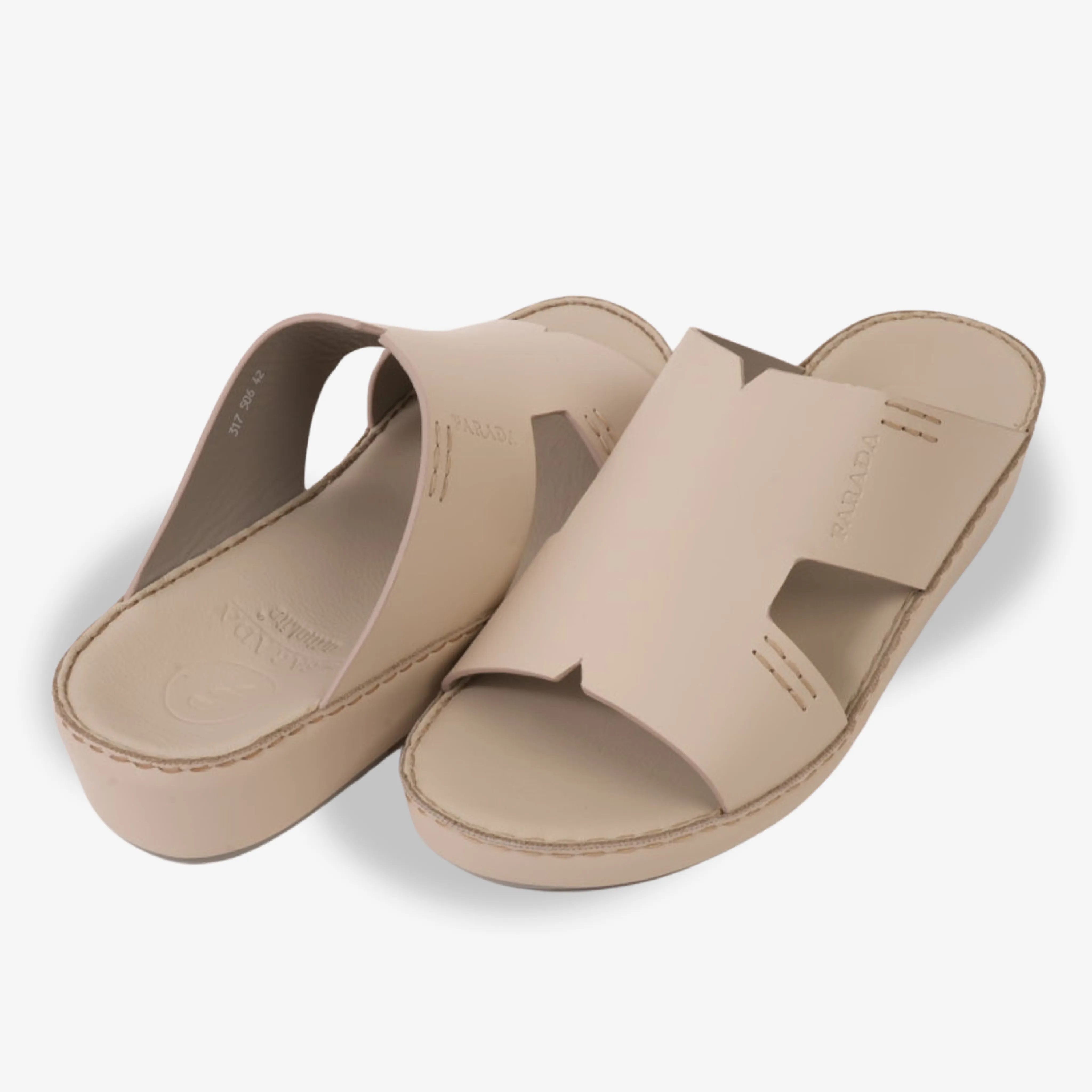 FARADA CLASSIC MENS LEATHER SANDALS WHITE SAND