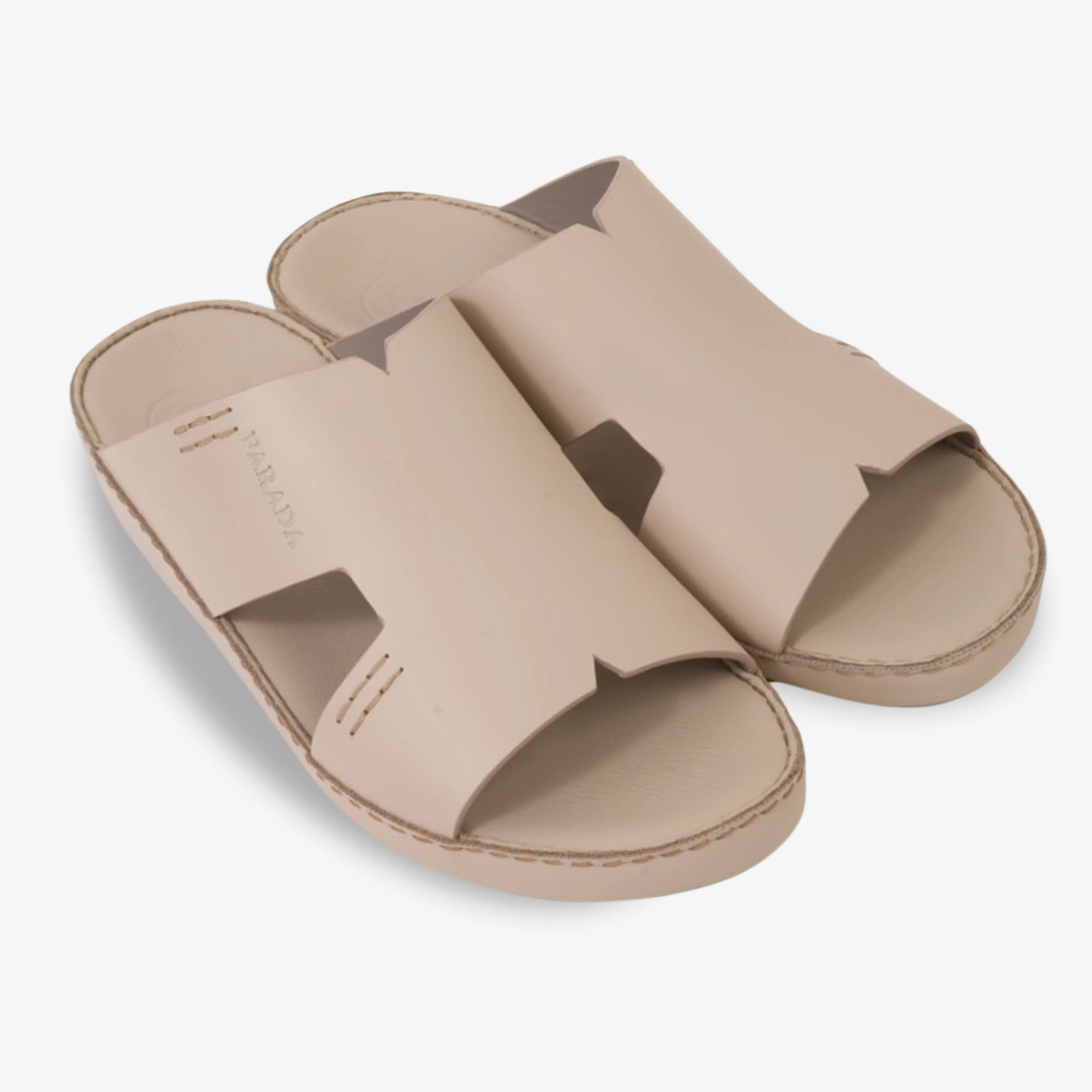 FARADA CLASSIC MENS LEATHER SANDALS WHITE SAND