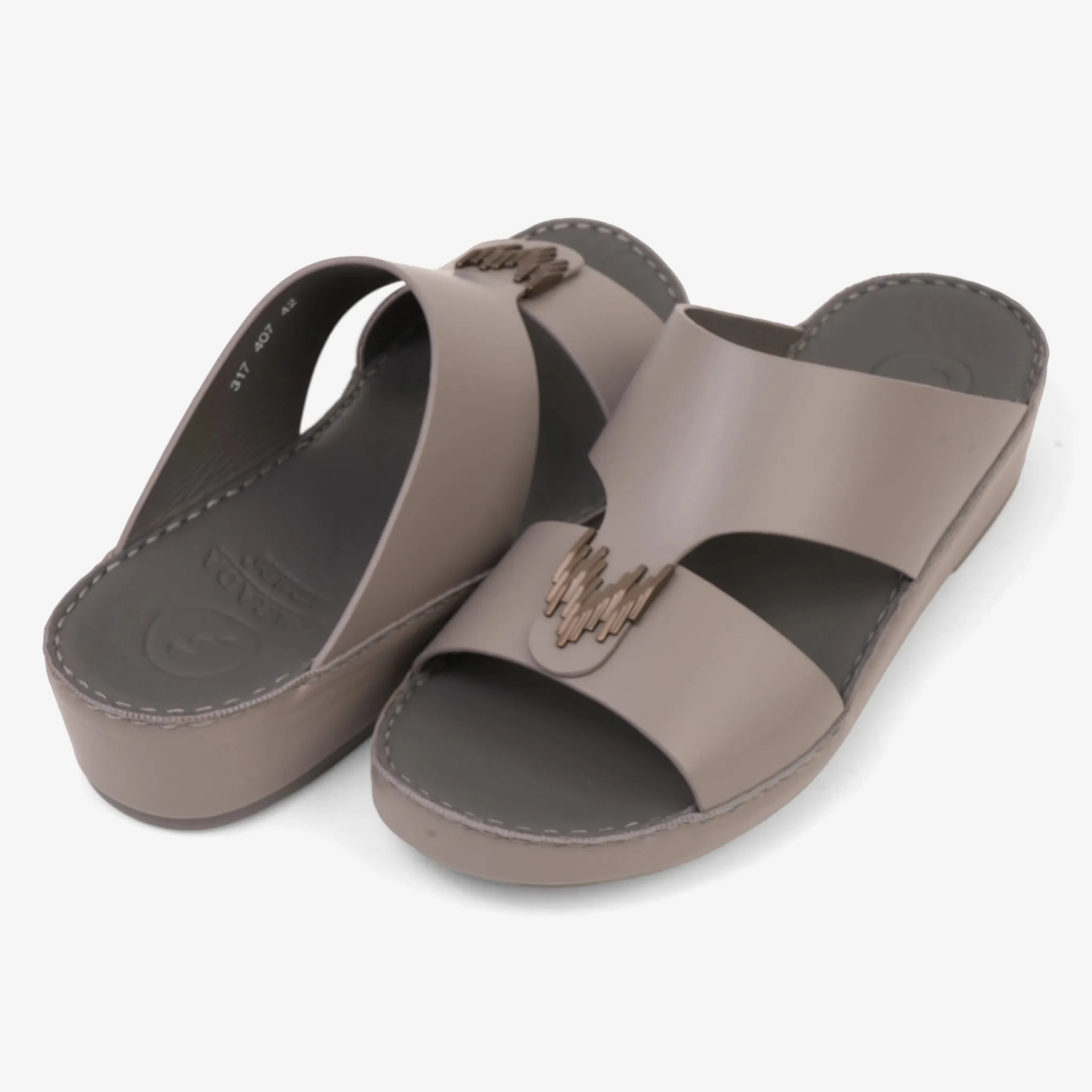 FARADA PREMIUM LEATHER 3D BUCKLE SANDALS LONDON SKY