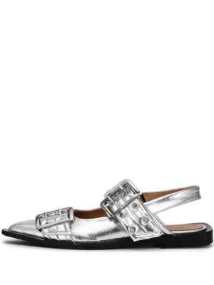Feminine Buckle Ballerina Metallic