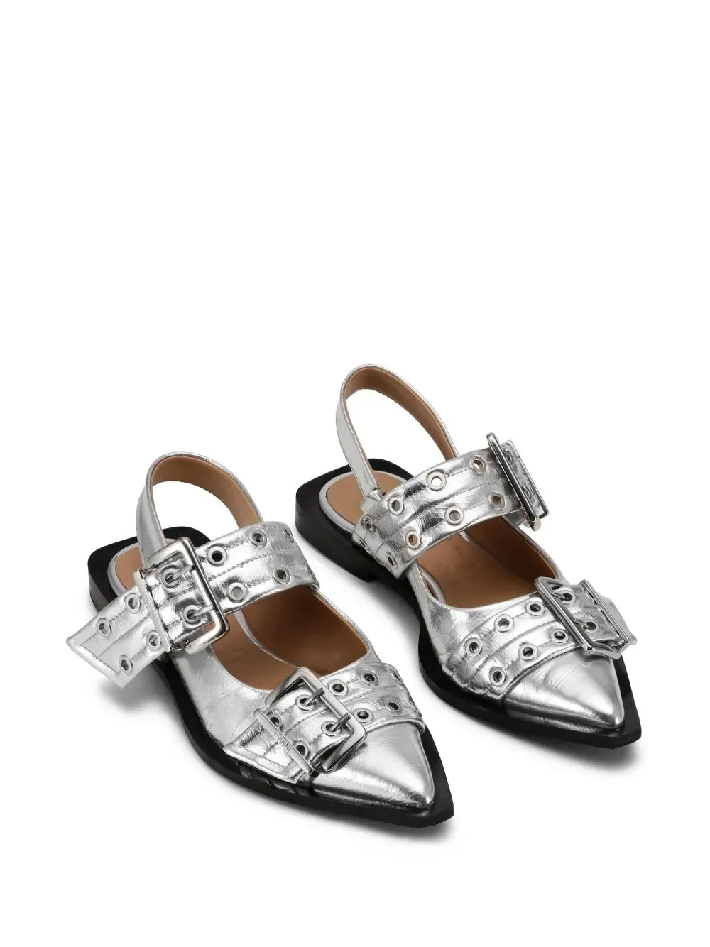 Feminine Buckle Ballerina Metallic