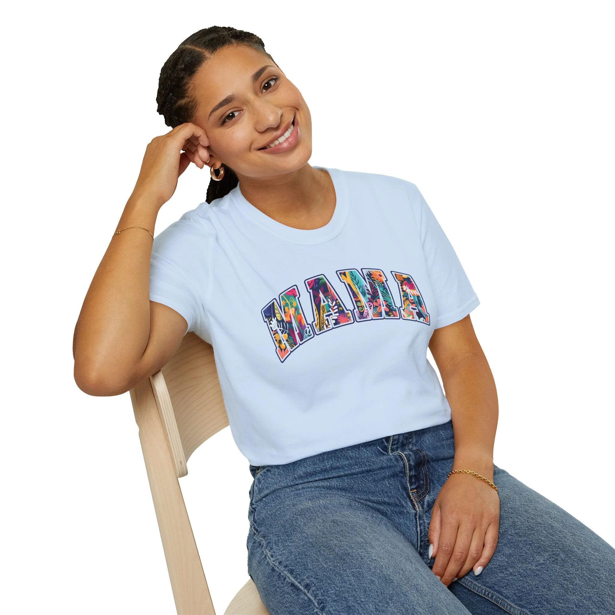 Floral "MAMA" Shirt  Bold, Bright, and Beautiful - Unisex Softstyle T-Shirt