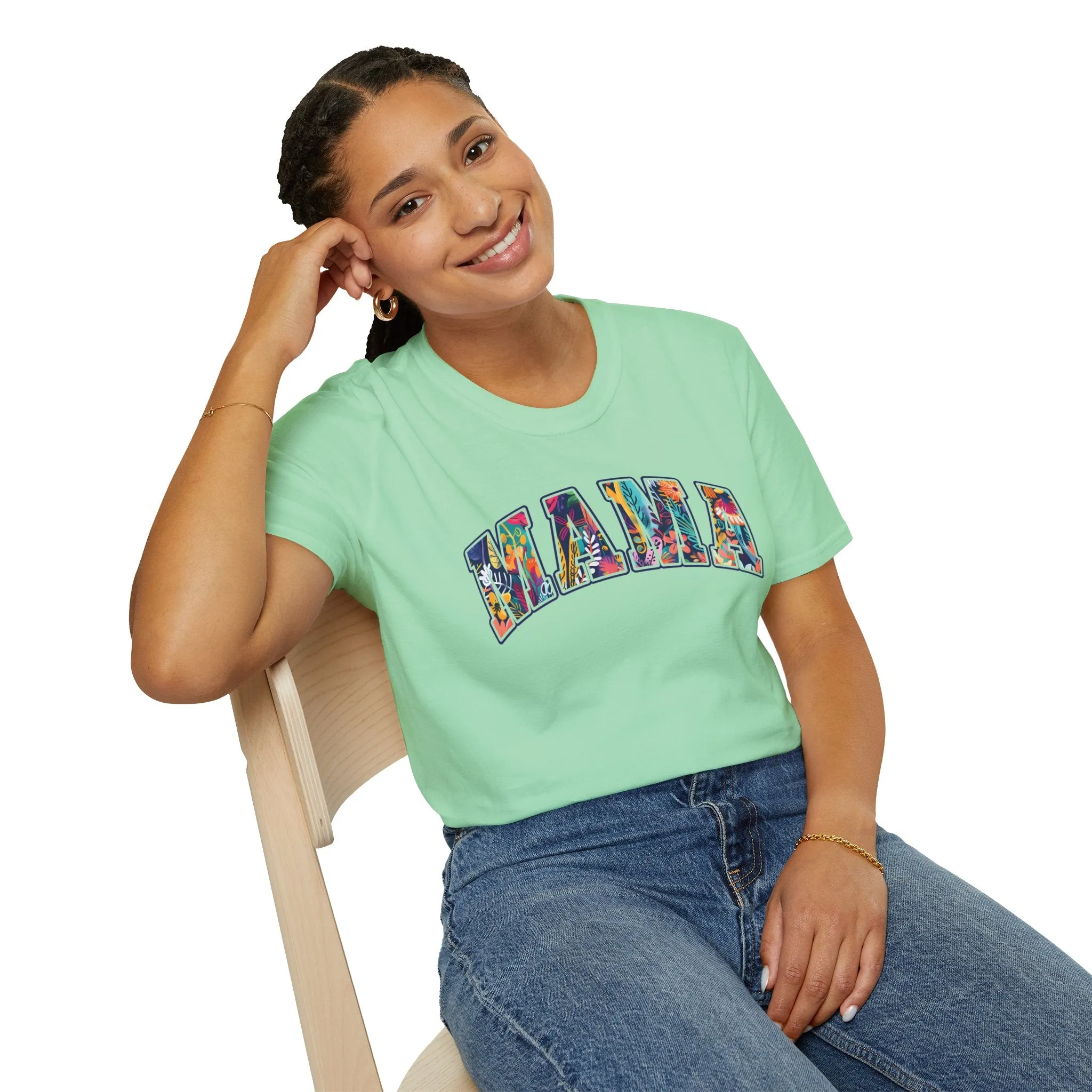 Floral "MAMA" Shirt  Bold, Bright, and Beautiful - Unisex Softstyle T-Shirt