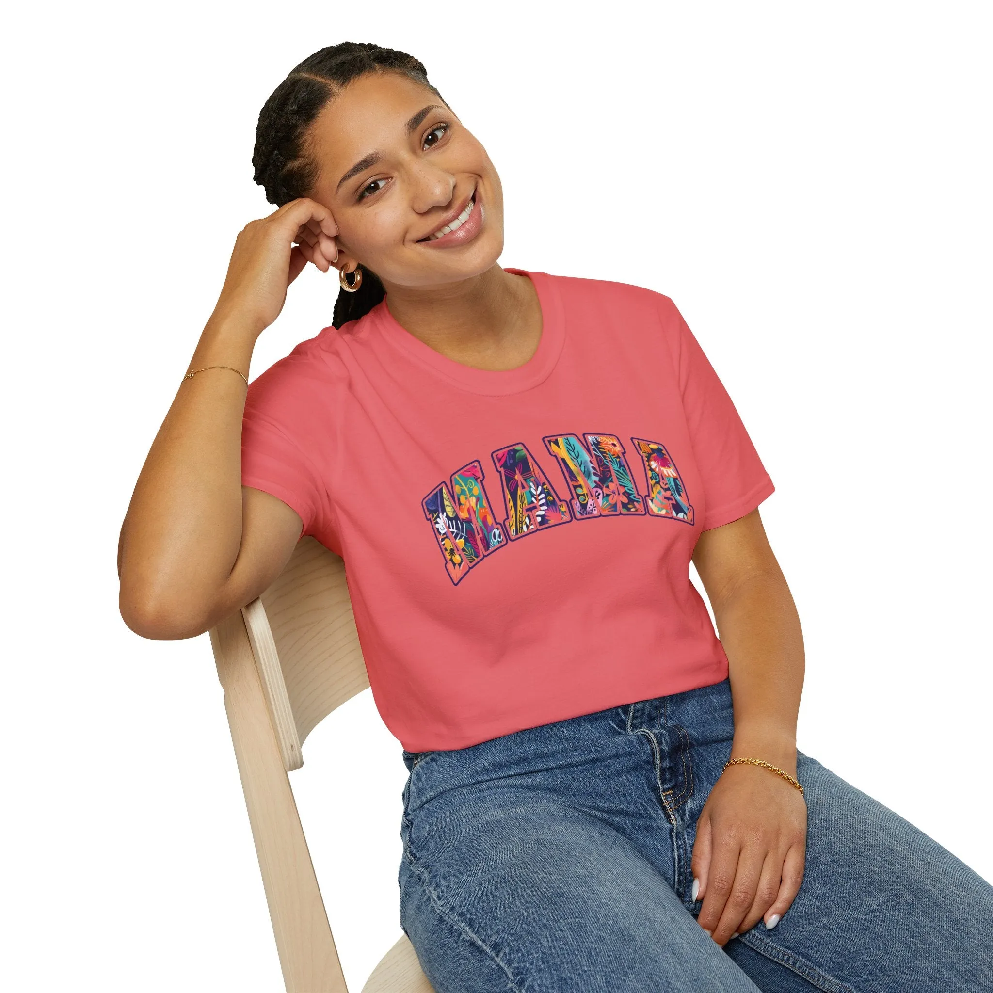 Floral "MAMA" Shirt  Bold, Bright, and Beautiful - Unisex Softstyle T-Shirt