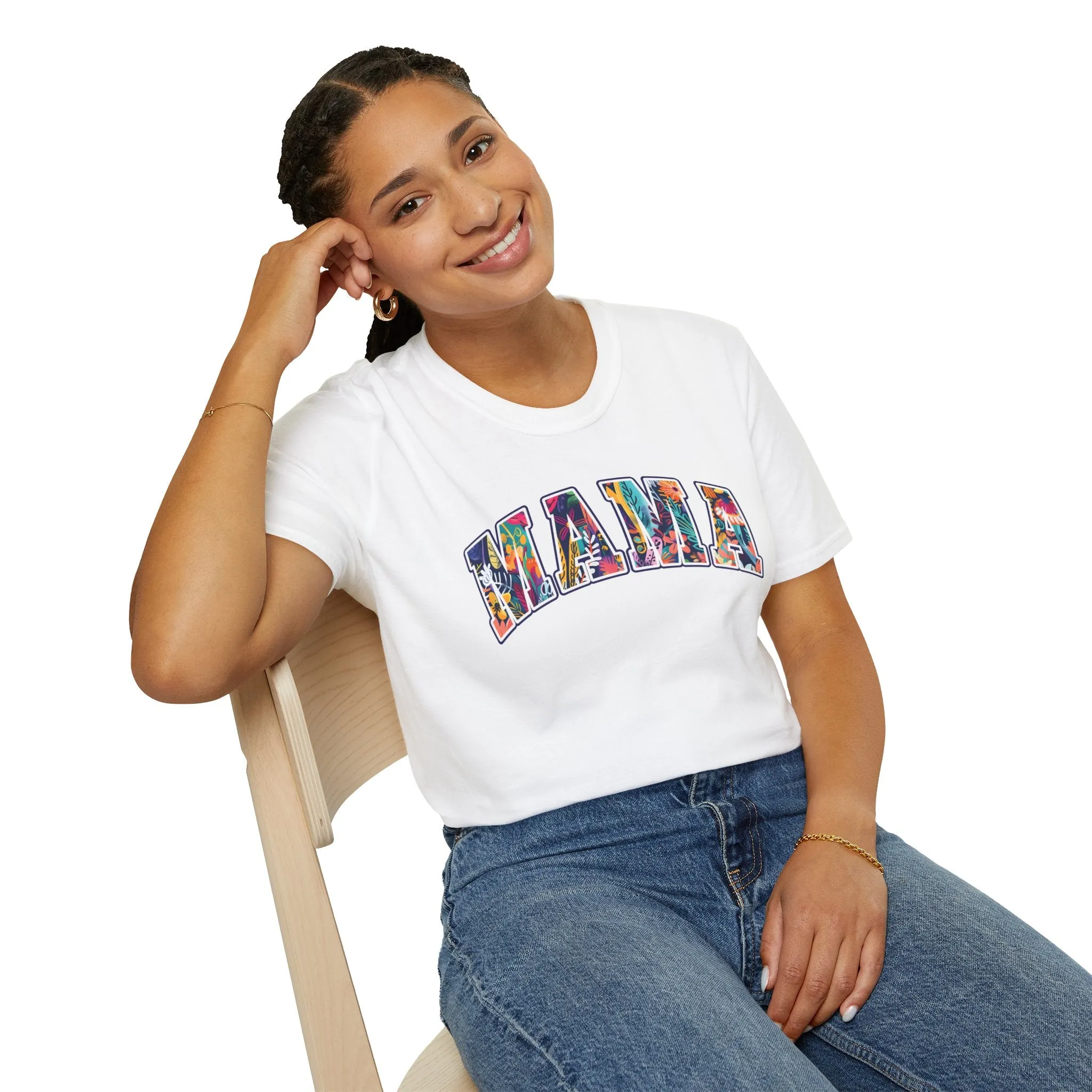 Floral "MAMA" Shirt  Bold, Bright, and Beautiful - Unisex Softstyle T-Shirt