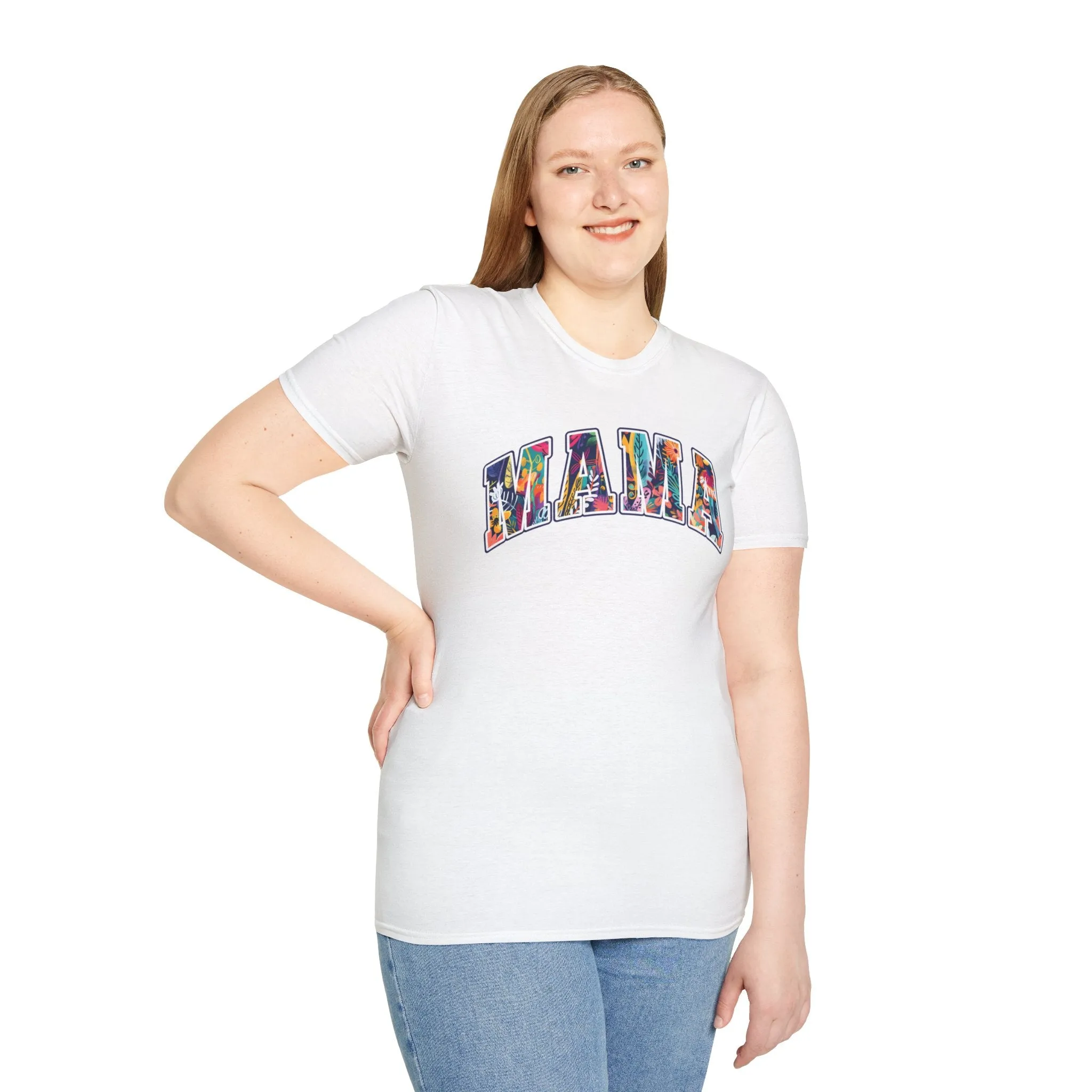 Floral "MAMA" Shirt  Bold, Bright, and Beautiful - Unisex Softstyle T-Shirt